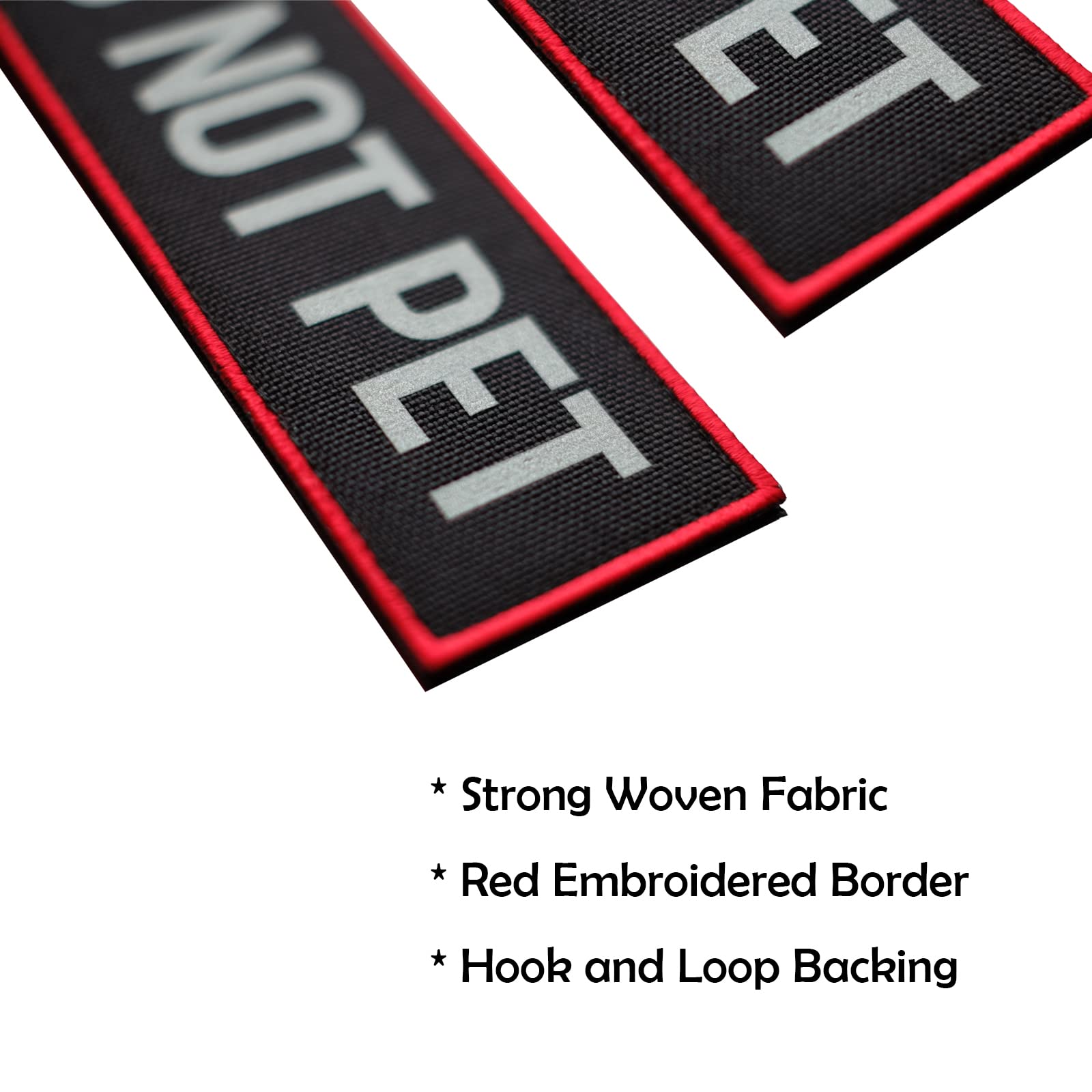 FITZNORA 2 Pcs Reflective Do Not Pet Patch Set with Hook and Loop Fastener, Embroidered Border with Printed Letters Patch for Do