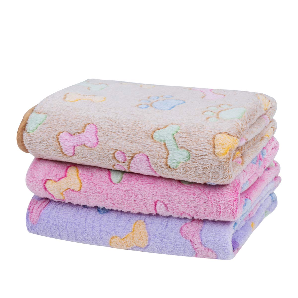 Dono 1 Pack Soft Fluffy Fleece Blanket For Small, Medium And Large Dogs - Paw Print Pink Pet Blanket Mat