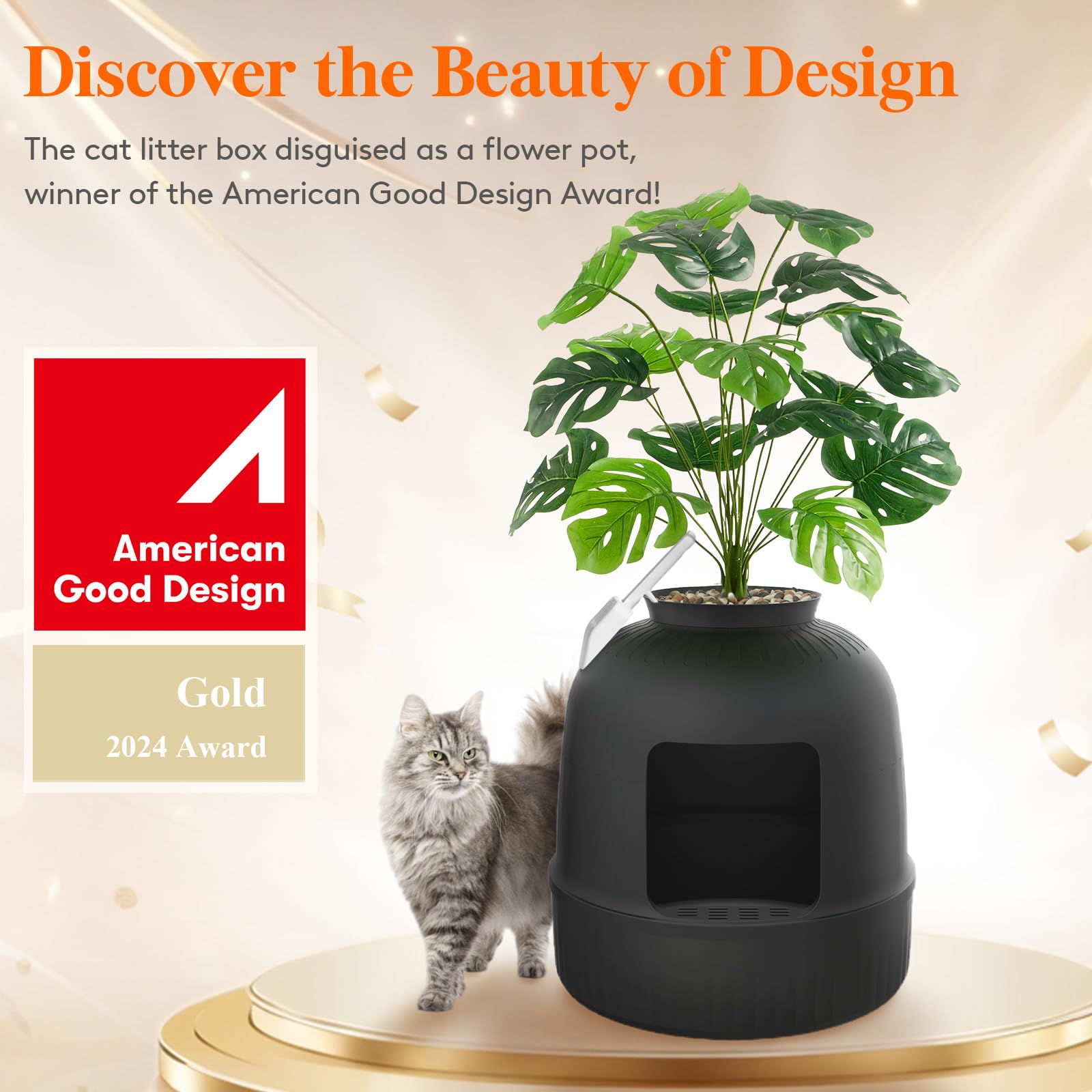 Lifewit Litter Box Cat With Faux Plant & Scoop, Hidden Enclosure Litter Tray With Odor Control & Carbon Filter In Living Room, B