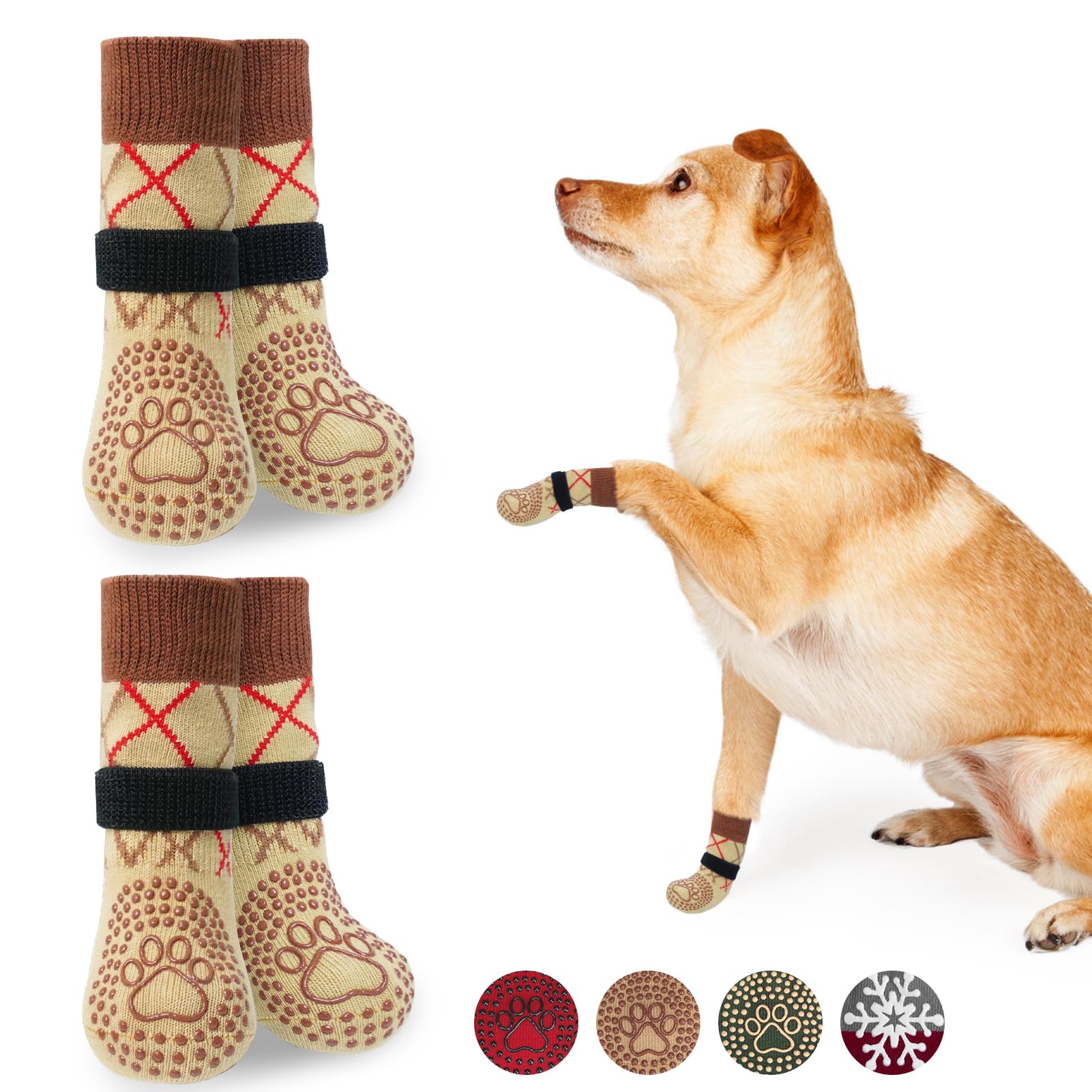 BEAUTYZOO Dog Socks to Prevent Licking Paws, Dog Socks for Hardwood Floors Anti Slip, Socks for Dogs, Dog Paw Protector, Dog Gri