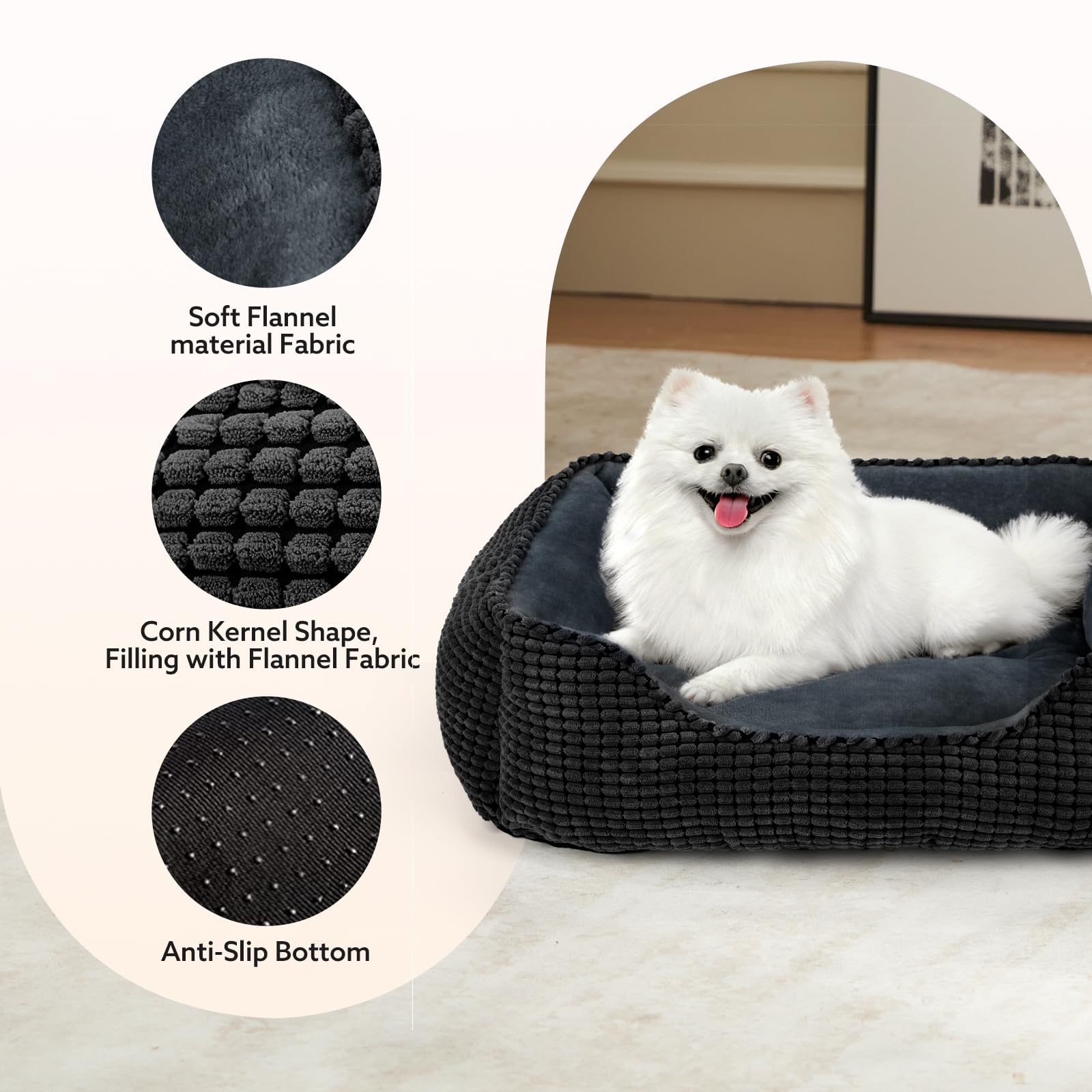 MIXJOY X-Large Dog Bed for Large, Medium, Small Dogs - Rectangle, Washable, Orthopedic, Soft Calming Sleeping Puppy Bed - Durabl