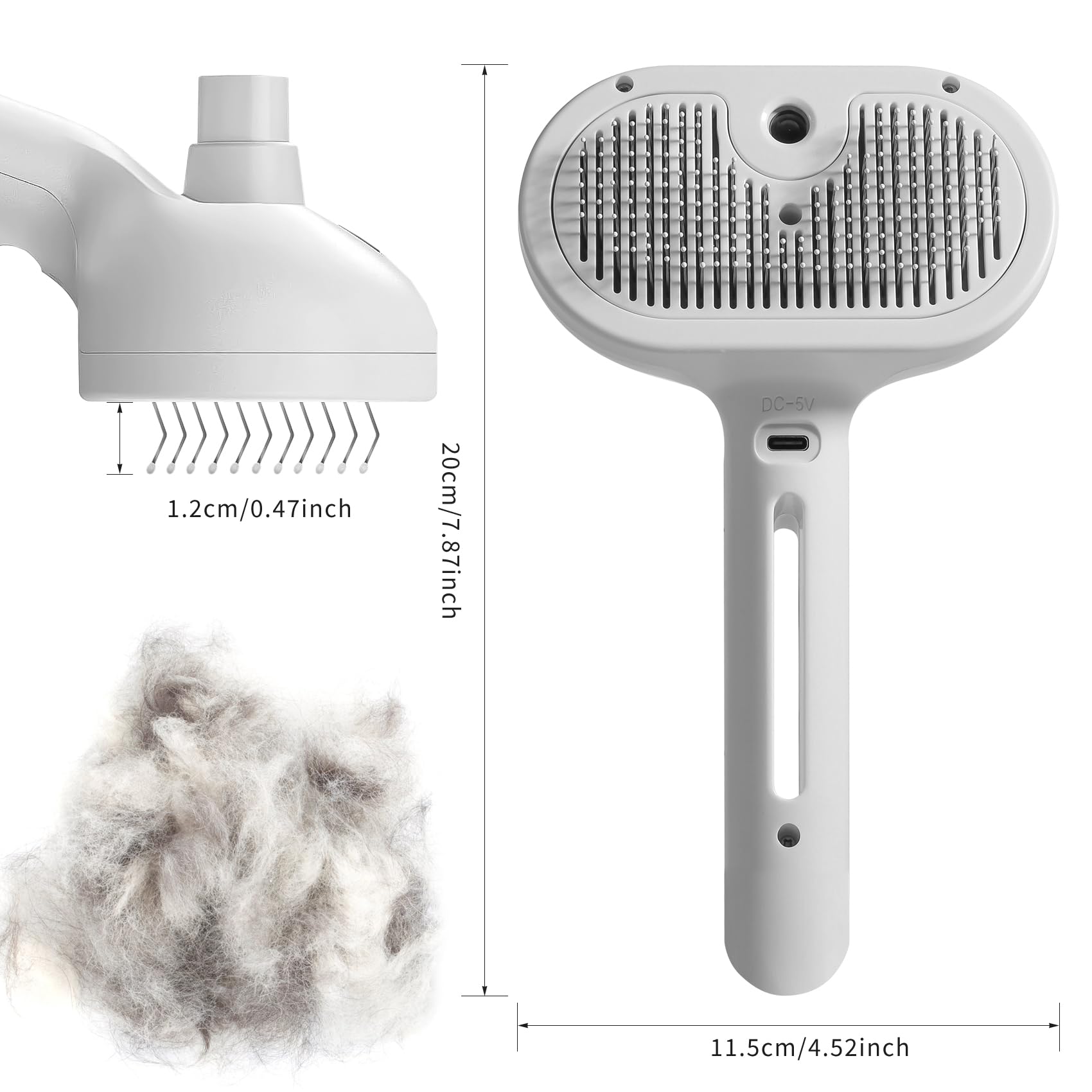 Spray Cat Brush For Shedding - Pet Hair Removal Comb With Water Tank And Release Button, Cat/Dog Steam Brush, Cat Bath Brush, Pe
