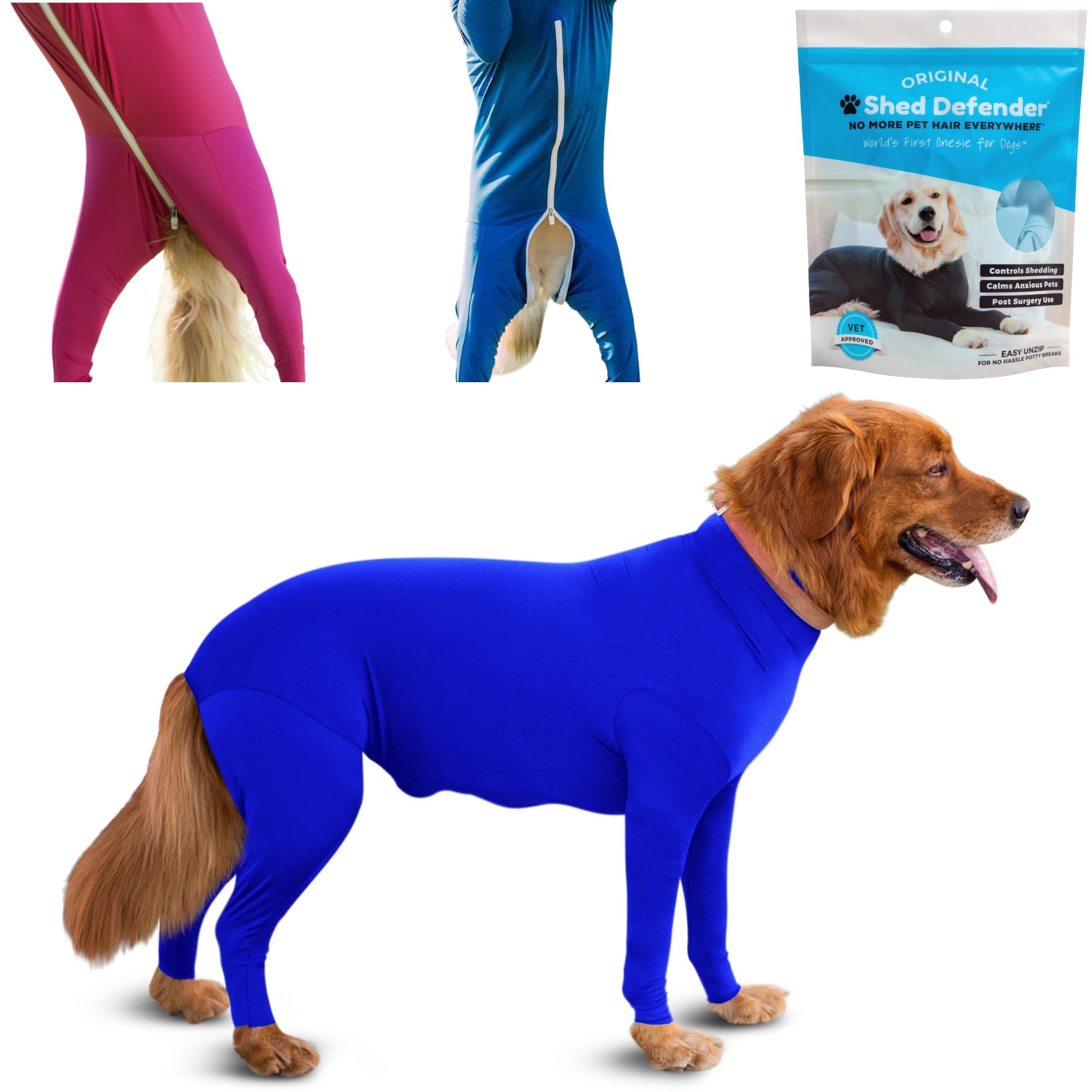 Shed Defender Original Dog Onesie for Dog Shedding, Seen on Shark Tank, Lightweight Breathable, Bodysuit for Dogs, Recovery Suit