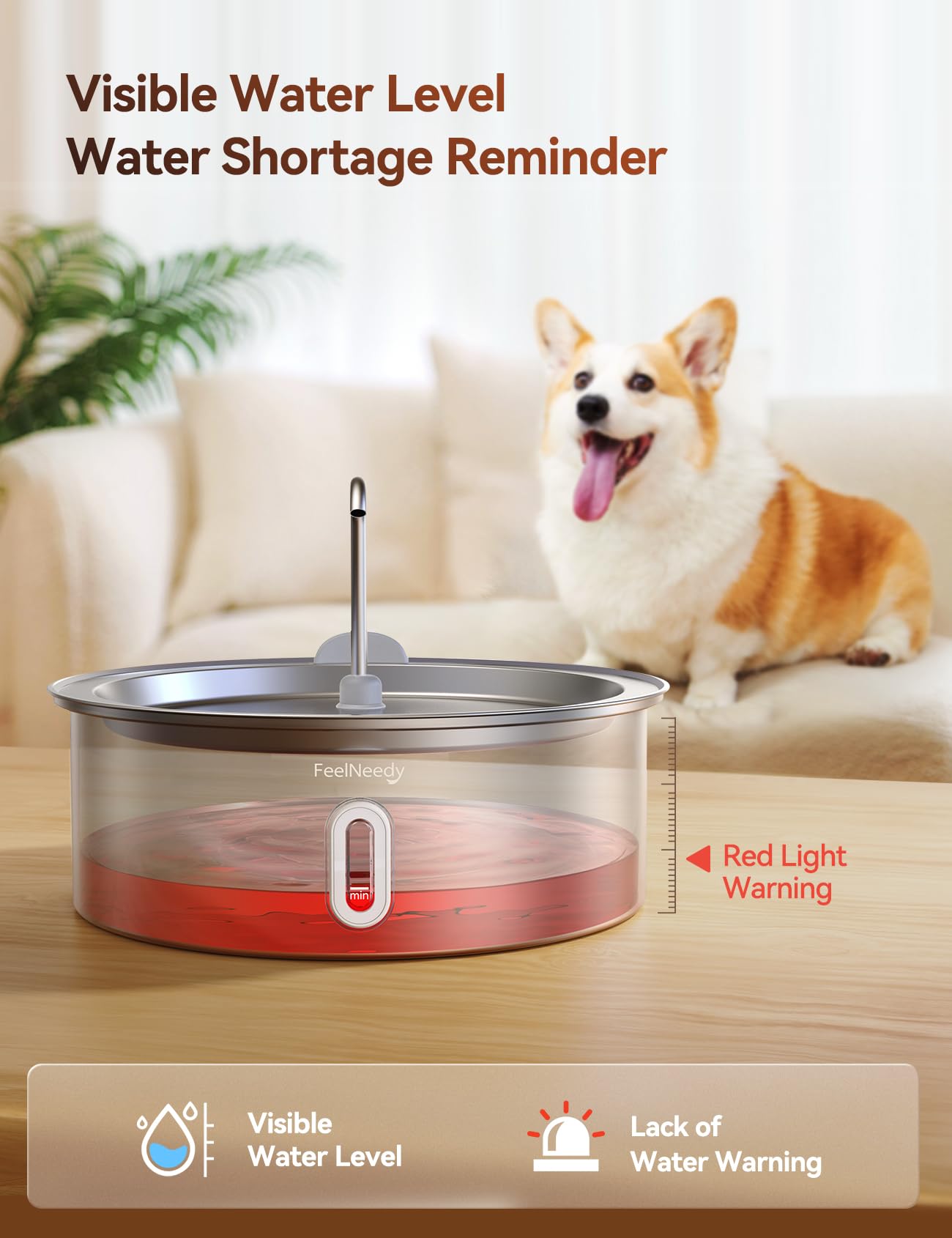 Feelneedy 7L/1.8Gal Stainless Steel Dog Water Fountain, For Large Dogs, Cats, Multi-Pets, Ultra Quiet With 5-Layers Filtration,