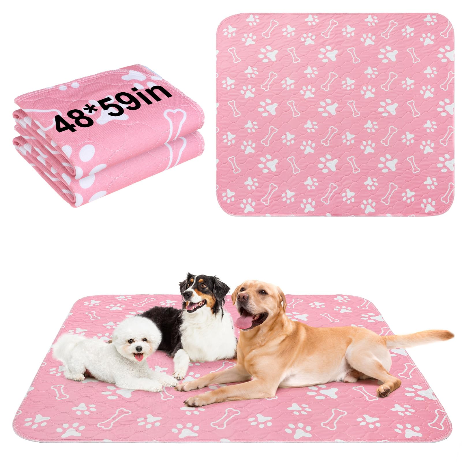 Beautyzoo 2 Pack Washable Pee Pads For Dogs, Reusable Puppy Pads For Potty Training, Waterproof Super Absorbent Wee Wee Pads For