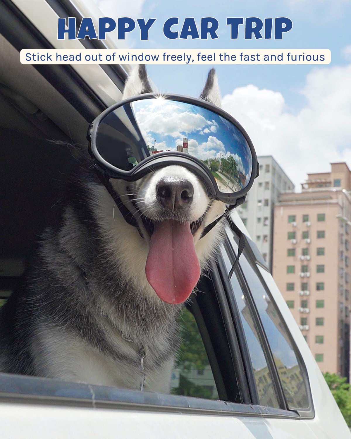 Large Dog Sunglasses, Dog Goggles Large Breed And Medium, Uv Protection, Windproof, Dustproof And Snowproof. Shatterproof Lens,