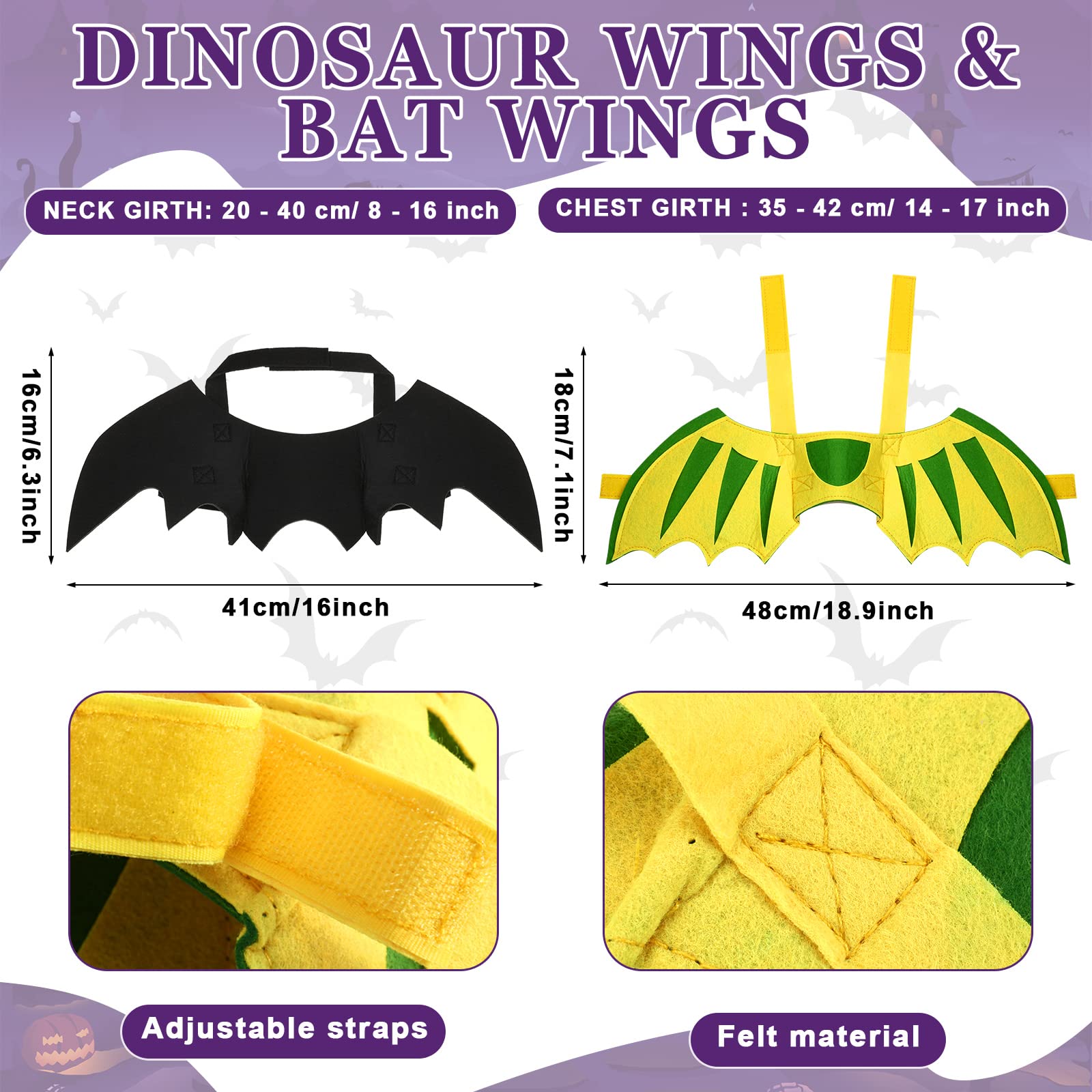 Halloween 5 Pieces Pet Costume Cat Dogs Cosplay Clothes Vampire Cloak Bat Pumpkin Hat Bib With Bells Wings Dinosaur Dragon Cat Collar Small Kitty Puppy Outfits For Halloween Party Pet Cosplay