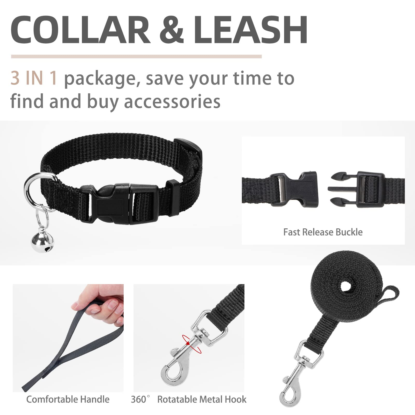 Pupteck Adjustable Dog Harness Collar And Leash Set Step In No Pull Pet Harness For Small Medium Dogs Puppy And Cats Outdoor Walking Running, Soft Mesh Padded Reflective Vest Harnesses, Solid Black Xs