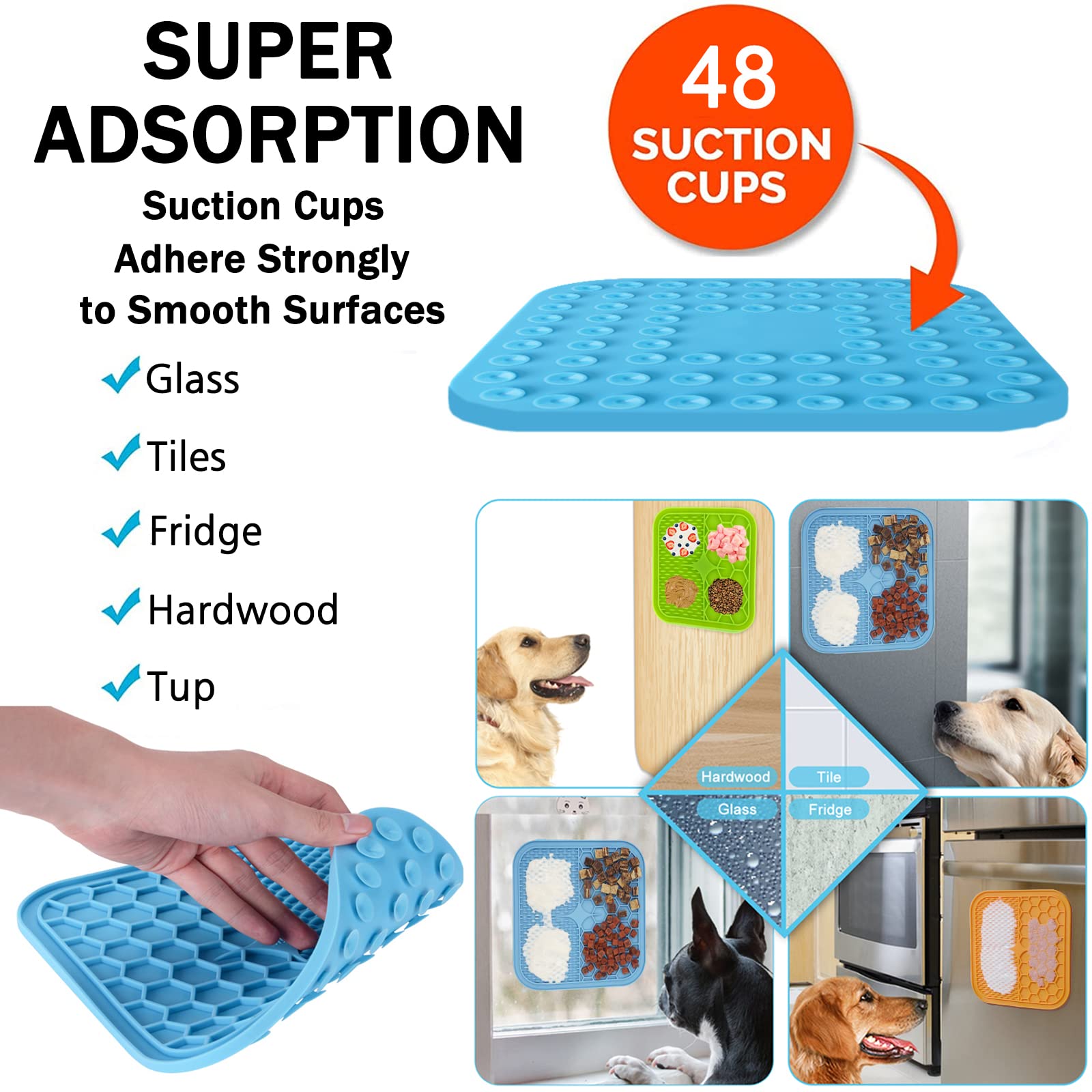 Kwispel Lick Mat for Dogs, Dog Lick Mat with Suction Cups for Anxiety, Peanut Butter Dog Licking Mat Slow Feeder Dispensing Trea