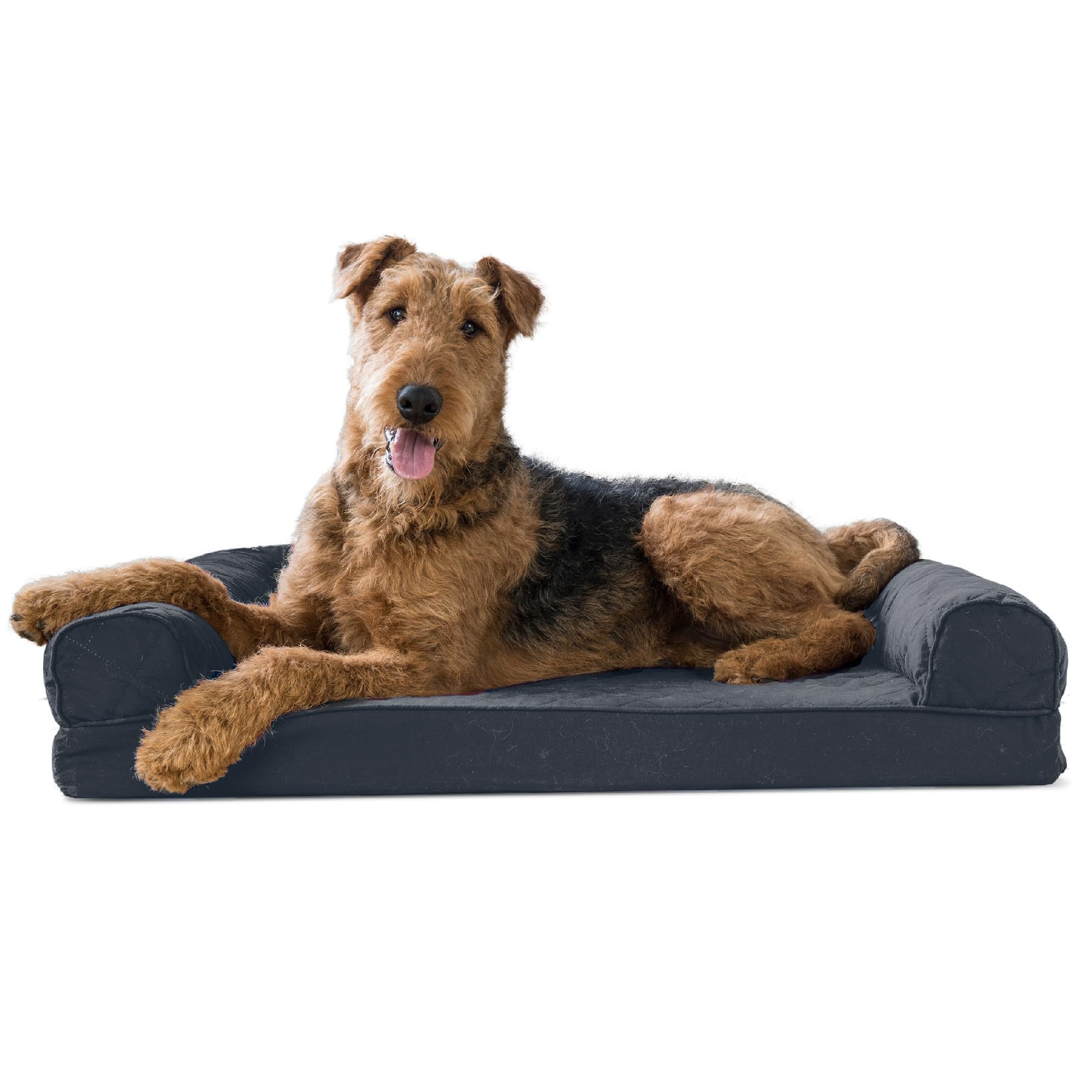 Furhaven Memory Foam Dog Bed for Large/Medium Dogs w/ Removable Bolsters & Washable Cover, For Dogs Up to 55 lbs - Quilted Sofa 