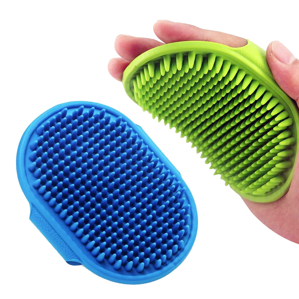 Lilpep Pet Shampoo Bath Brush Soothing Massage Rubber Comb With Adjustable Ring Handle For Long Short Haired Dogs And Cats Grooming, 2 Pcs