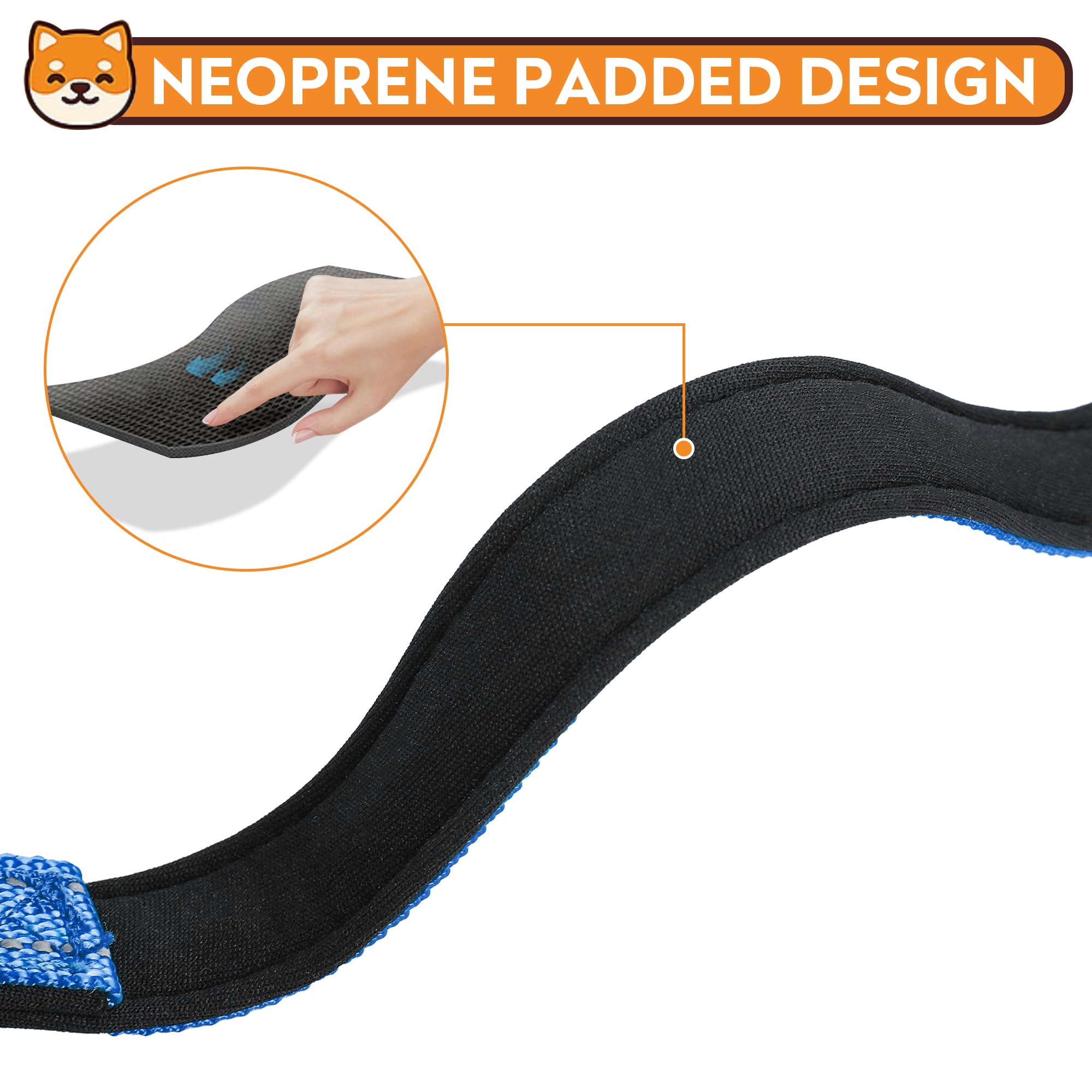 Pwod Reflective Dog Collar, Adjustable Soft Neoprene Padded Nylon Pet Collars With Buckle For Large Dogs, Navy Blue,L