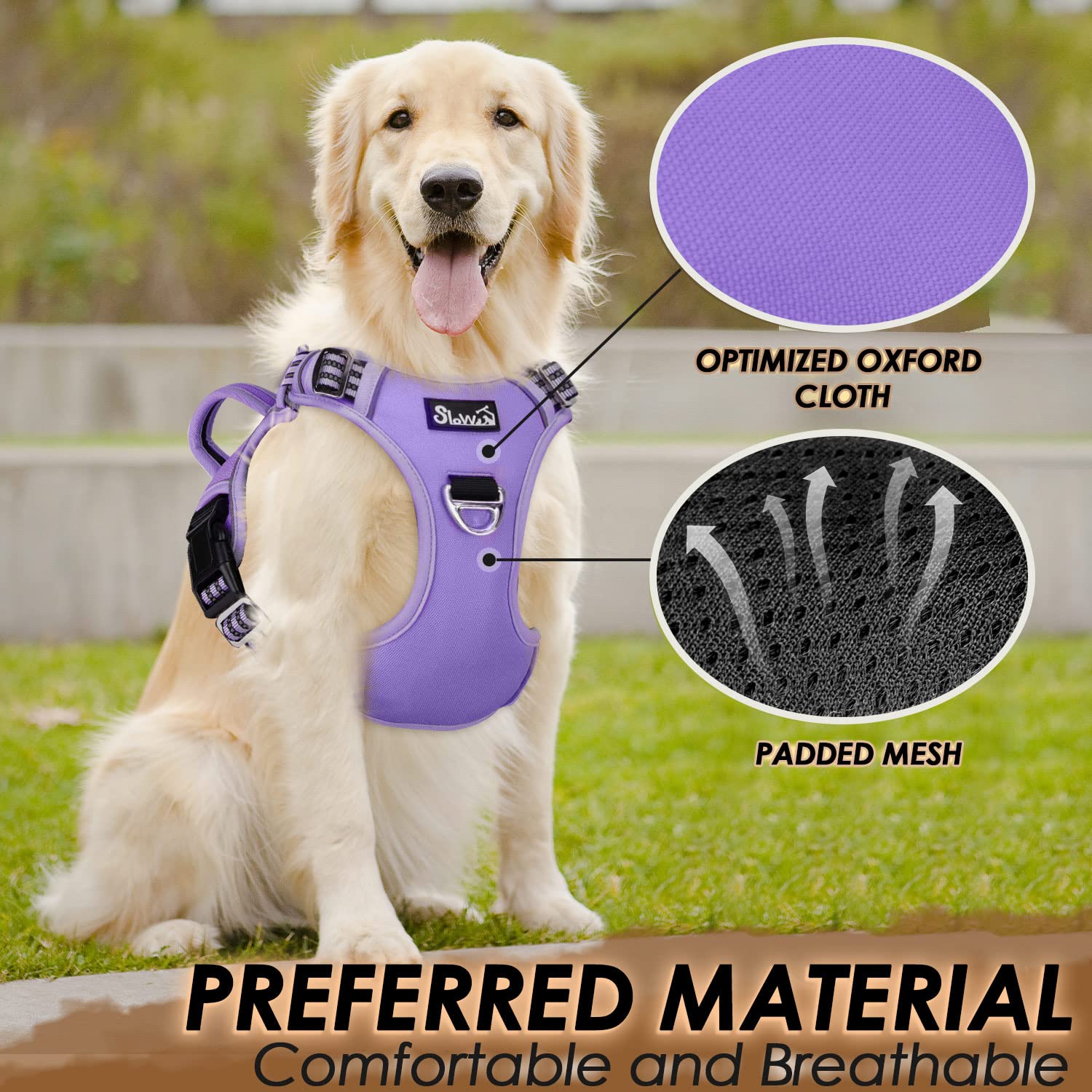 Slowton Dog Harness For Small Dogs, No Pull No Choke Pet Harness With 2 Leash Clips And Easy Control Vertical Handle, Adjustable