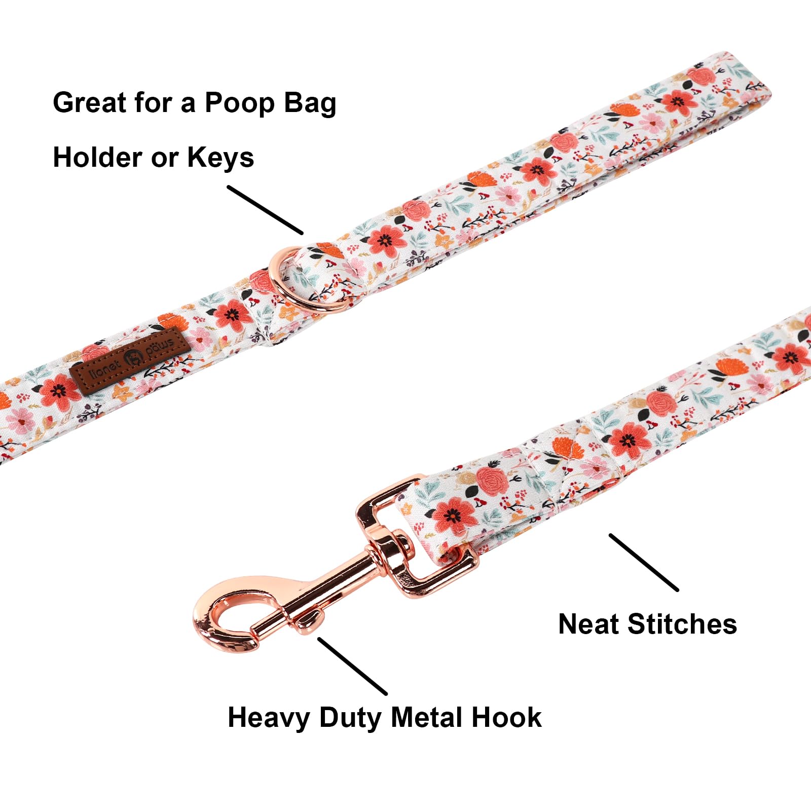 Lionet Paws Dog Leash,Summer Floral Handmade Dog Training Leash Pet Supply