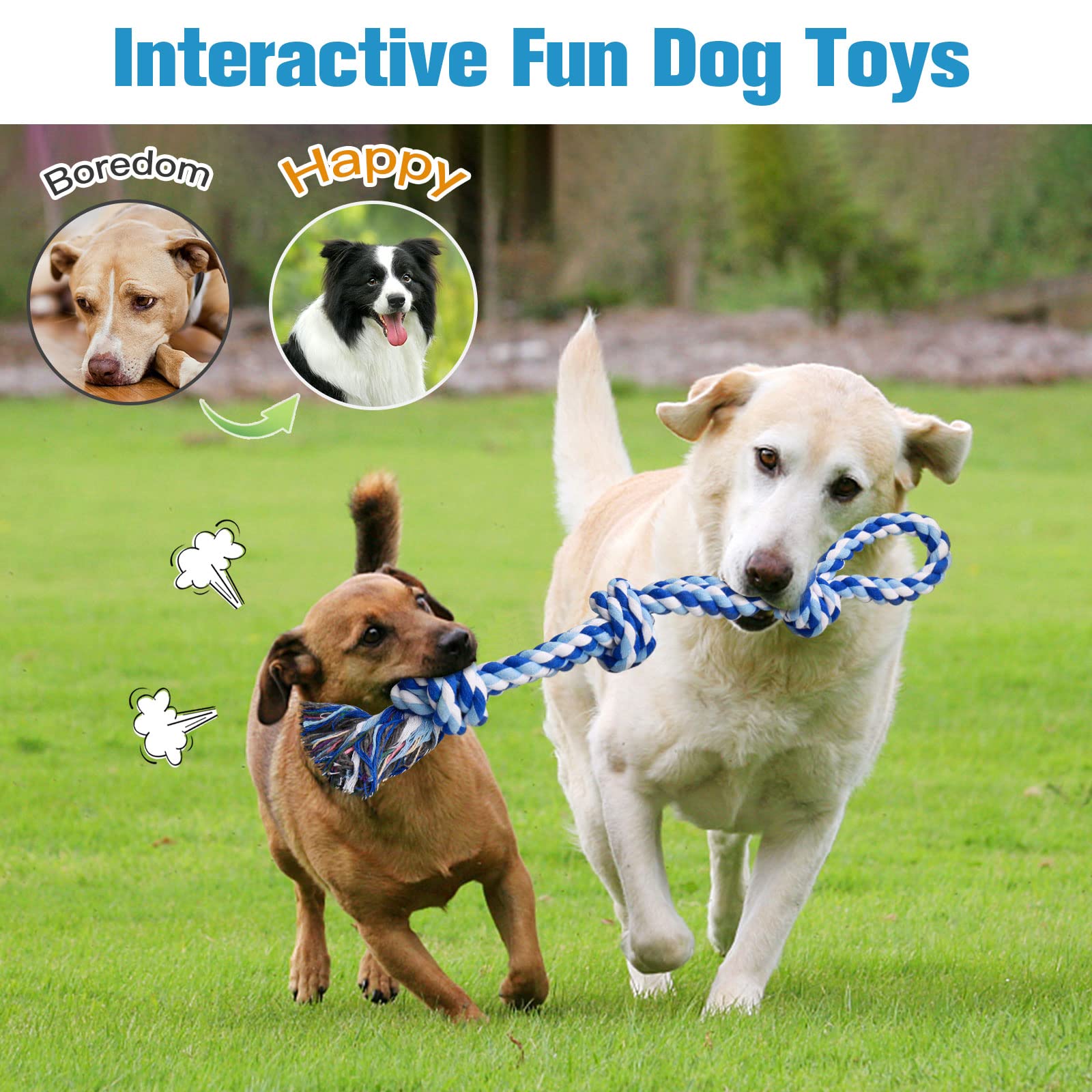 Upsky Dog Rope Toys 2 Nearly Indestructible Dog Toys, Dog Toy For Medium To Large Breed, Dental Cleaning Chew Toys, Dog Tug Toy