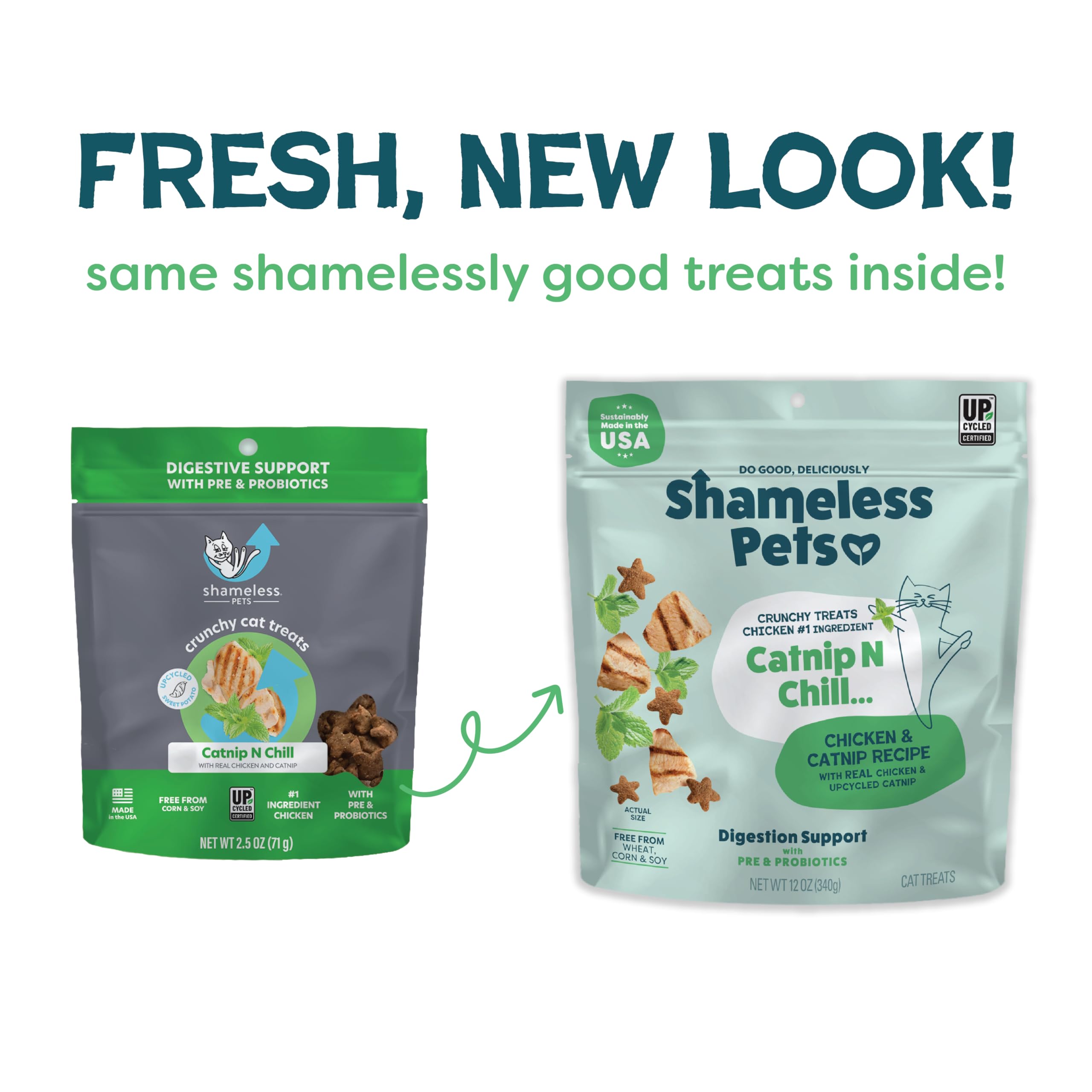 Shameless Pets Crunchy Cat Treats - Catnip Treats for Cats with Digestive Support, Kitten Treats with Real Chicken, Natural & He