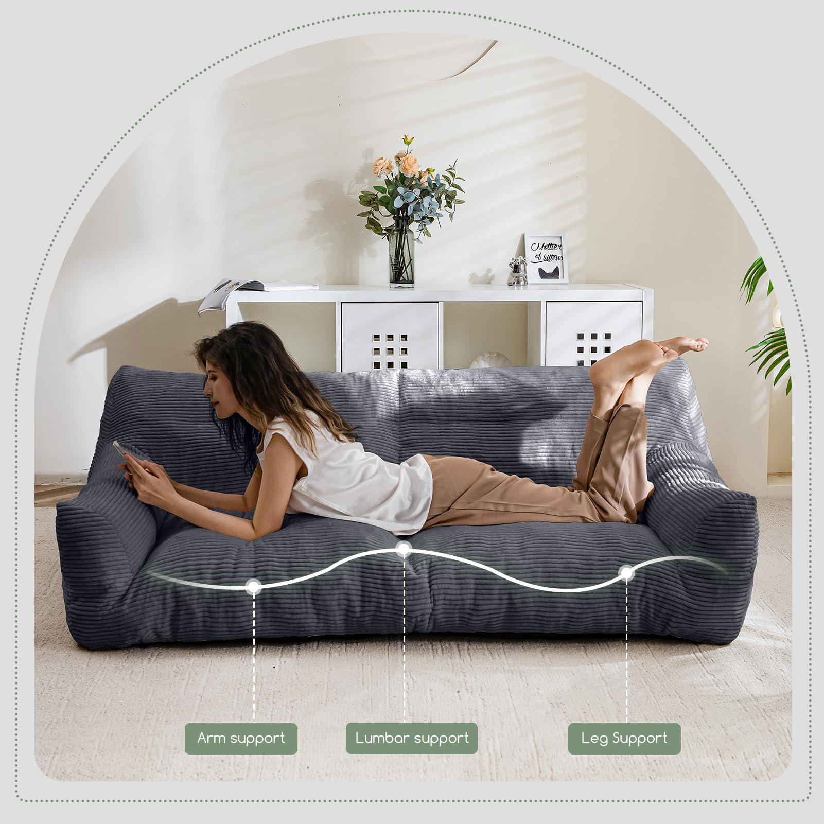 Higogogo Large Human Dog Bed, Giant Human Dog Sofa, Big Comfy Floor Sofa Couch For Pet Families With Foam Chunk Supportive Mat,