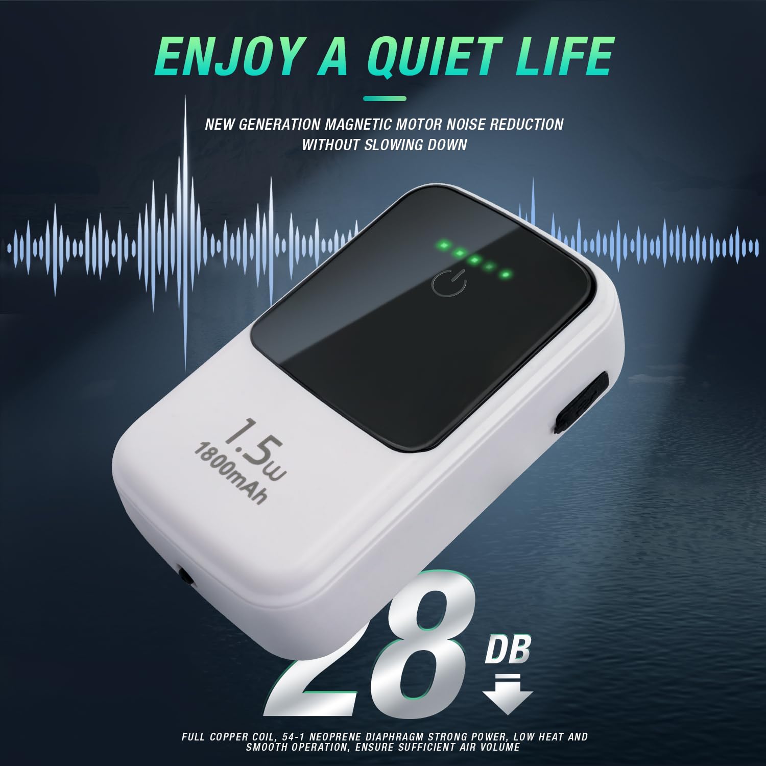 Ghosthorn Silent Dual Operating Mode Rechargeable Aerator for Fish, Large Capacity Aquarium Air Pump with Universal Clip for Mos