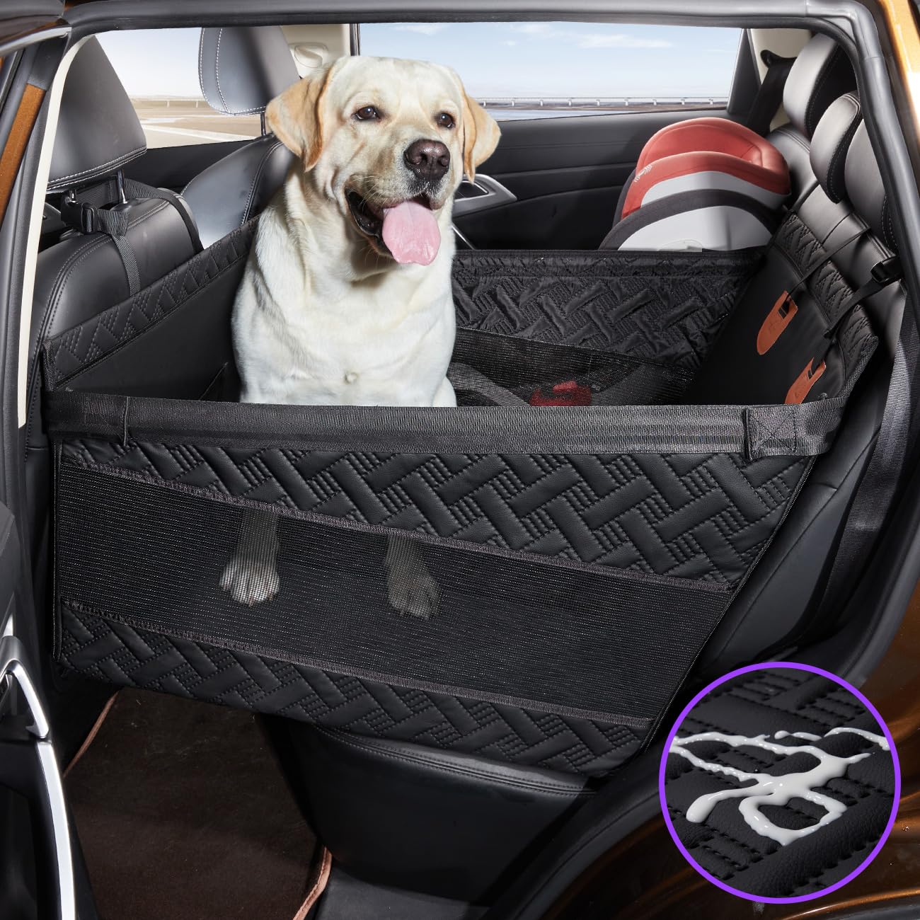 TKYZ Large Dog Car Seat,PU Leather Back Seat Extender for Dogs,Waterproof Dog Seat Cover for Backseat, Pet Bed for Car Hammock