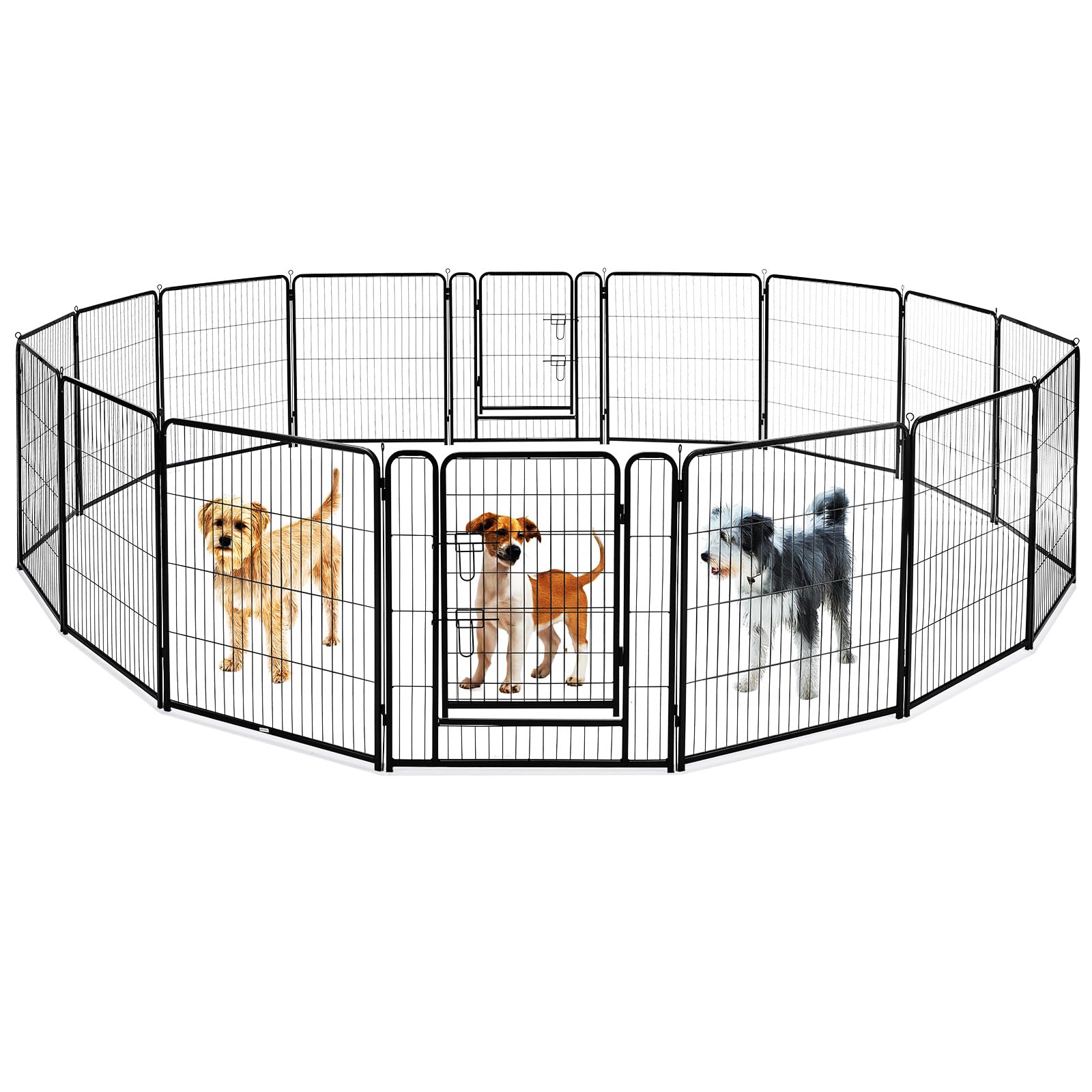 OLIXIS Dog Playpen 16 Panels 32 inch Dog Pen Indoor Heavy Duty Puppy Exercise Pen Metal Pet Fence for RV Camping Yard Garden