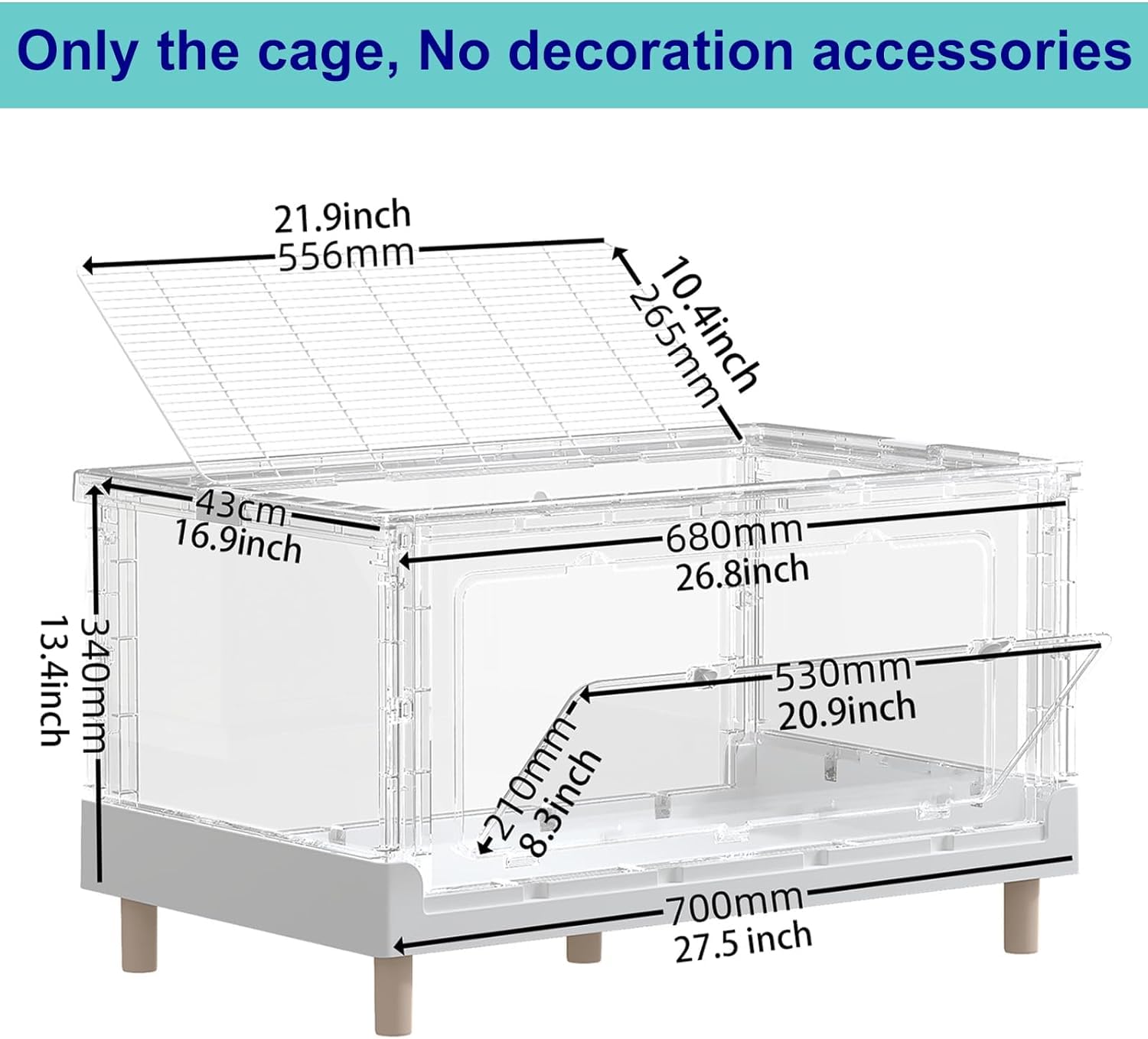 Hamster Cage & Guinea Pig Cages, Acrylic Cage For Small Animal Pets, Large Transparent Gerbil Cage And Habitats, Hedgehog, Dwarf