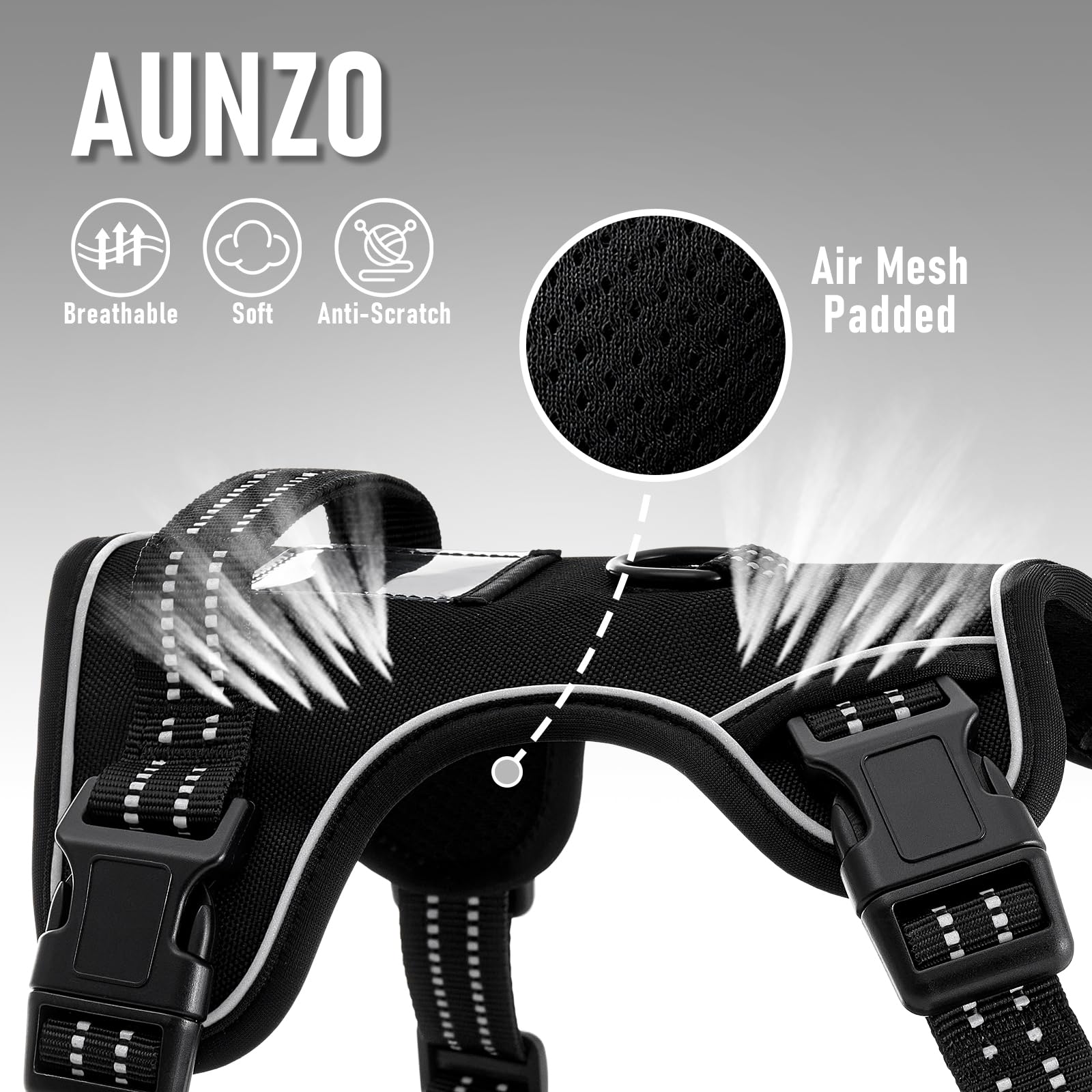 Aunzo No Pull Dog Harness For Large Dogs, Golden Retriever, Labrador, German Shepherd Etc, Easy To Put On And Take Off, Reflecti