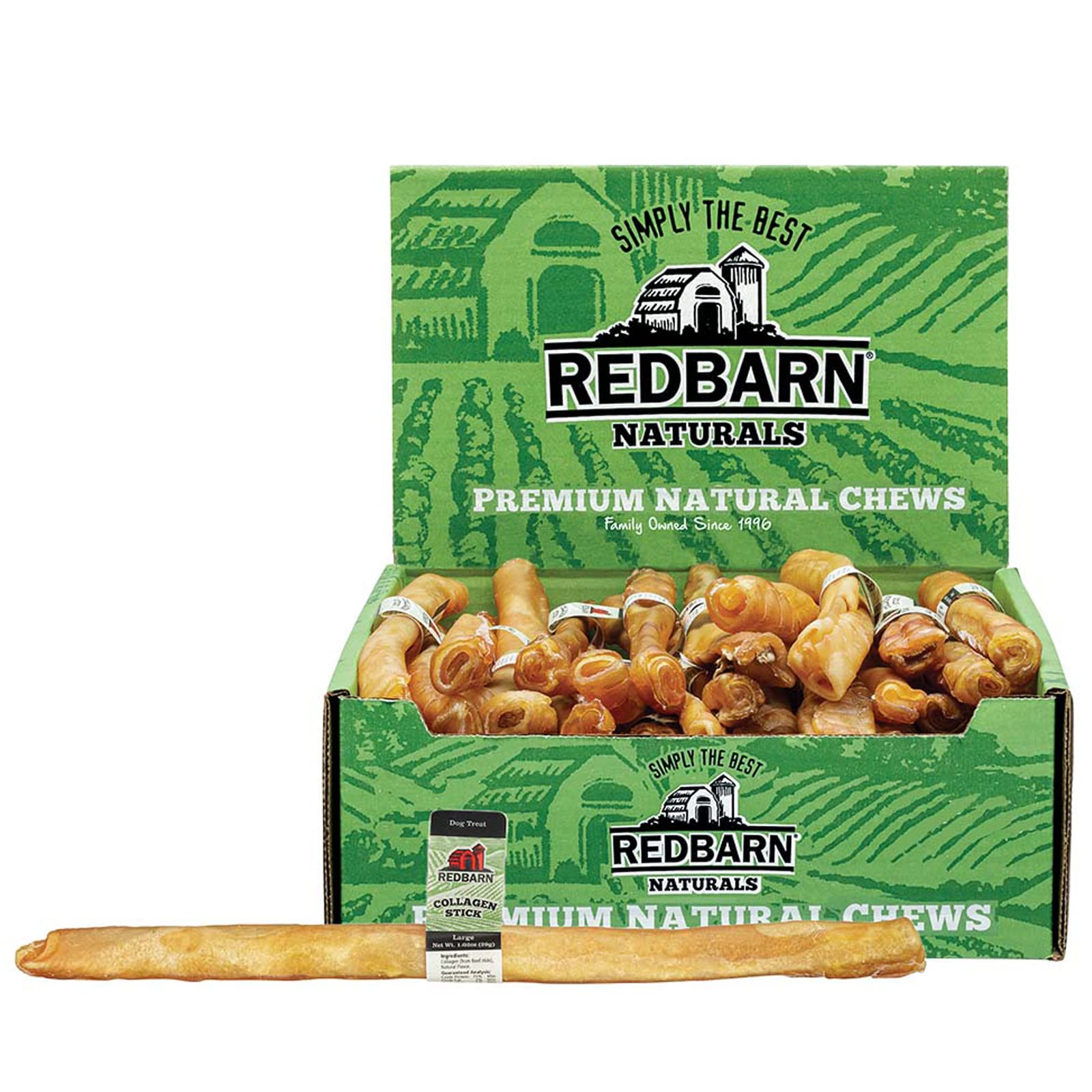 Redbarn Natural Large Collagen Sticks for Dogs - Long Lasting Alternative to Traditional Rawhide & Bully - Supports Joint, Skin,