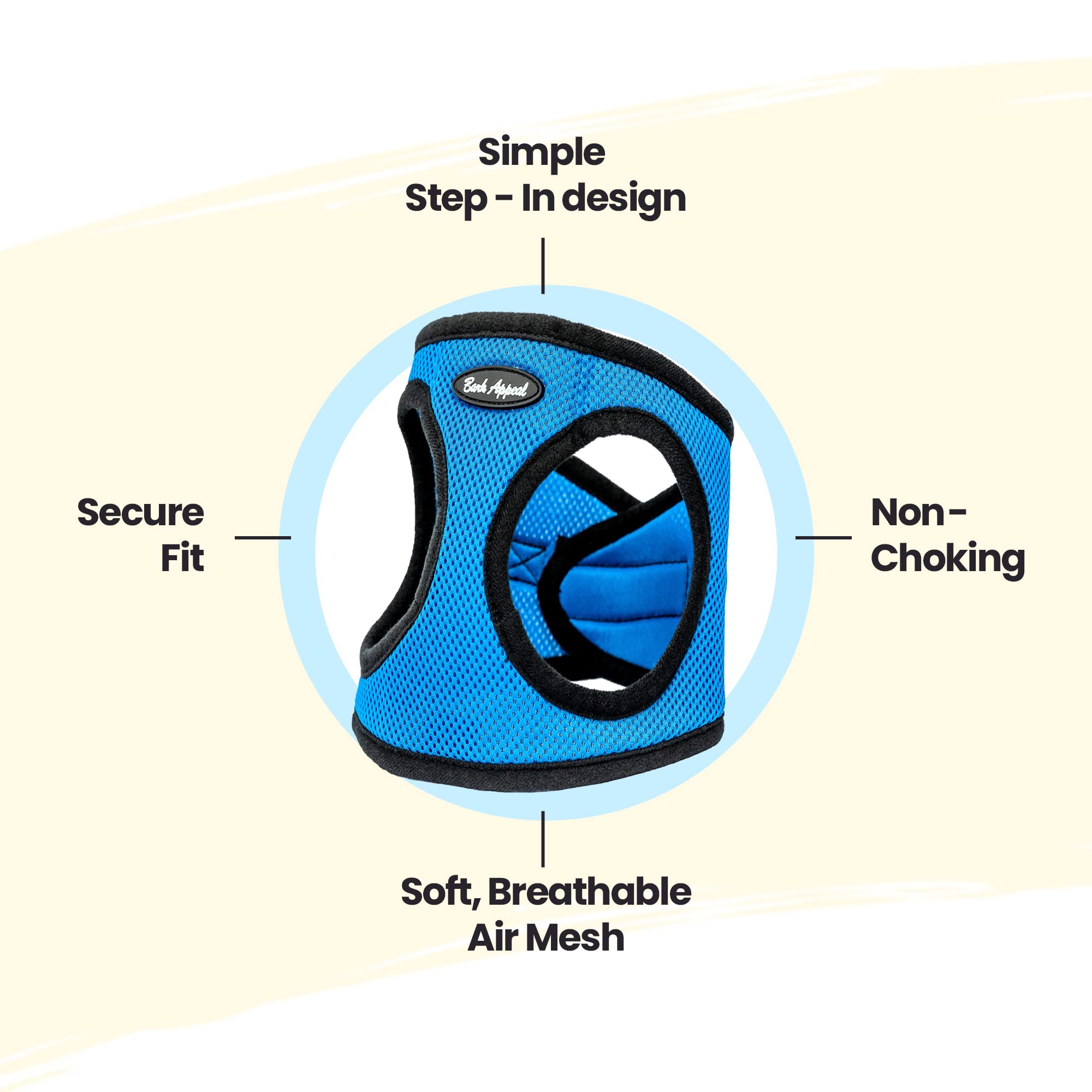 Bark Appeal Step-In Dog Harness, Mesh Step In Dog Vest Harness For Small & Medium Dogs, Non-Choking With Adjustable Heavy-Duty Buckle For Safe, Secure Fit - (Xs, Blue)