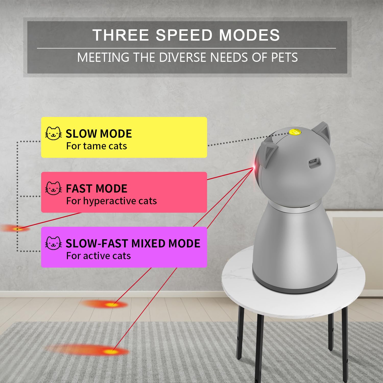 Yve Life Laser Cat Toys For Indoor Cats,The 4Th Generation Real Random Trajectory Motion Activated Rechargeable Automatic Cat La