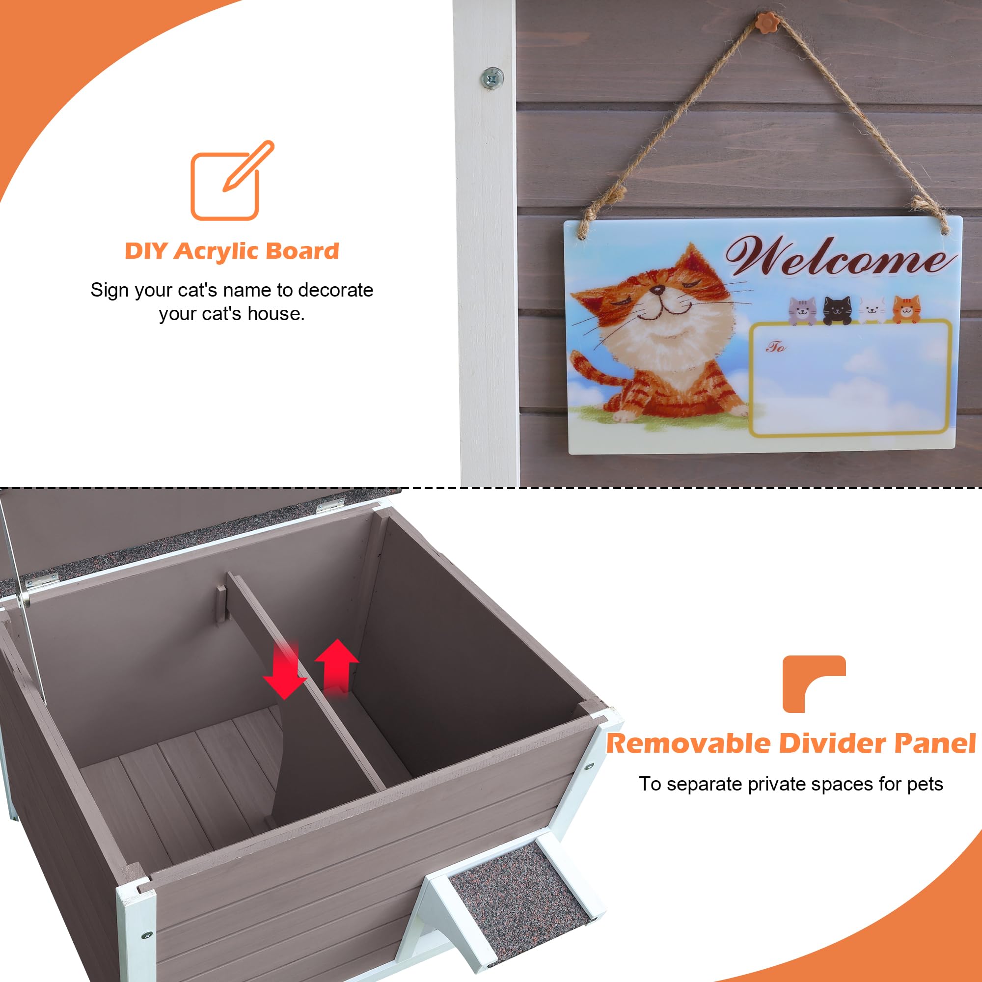 Deblue Insulated Outdoor Cat House With Cover, Warm Pet House For Outdoor Cats In Winter, Weatherproof Feral Cat House For Multi