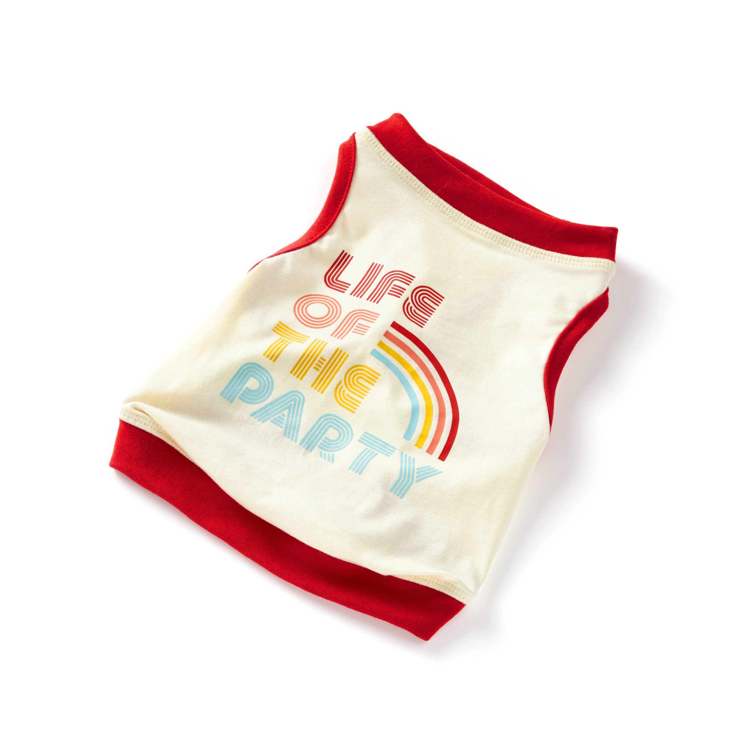 Brass Monkey Life Of The Party Dog Tank; Pre-Shrunk Cotton Pet Muscle Tank; Small (16' Chest); Cute Dog Accessories With Eye-Ca