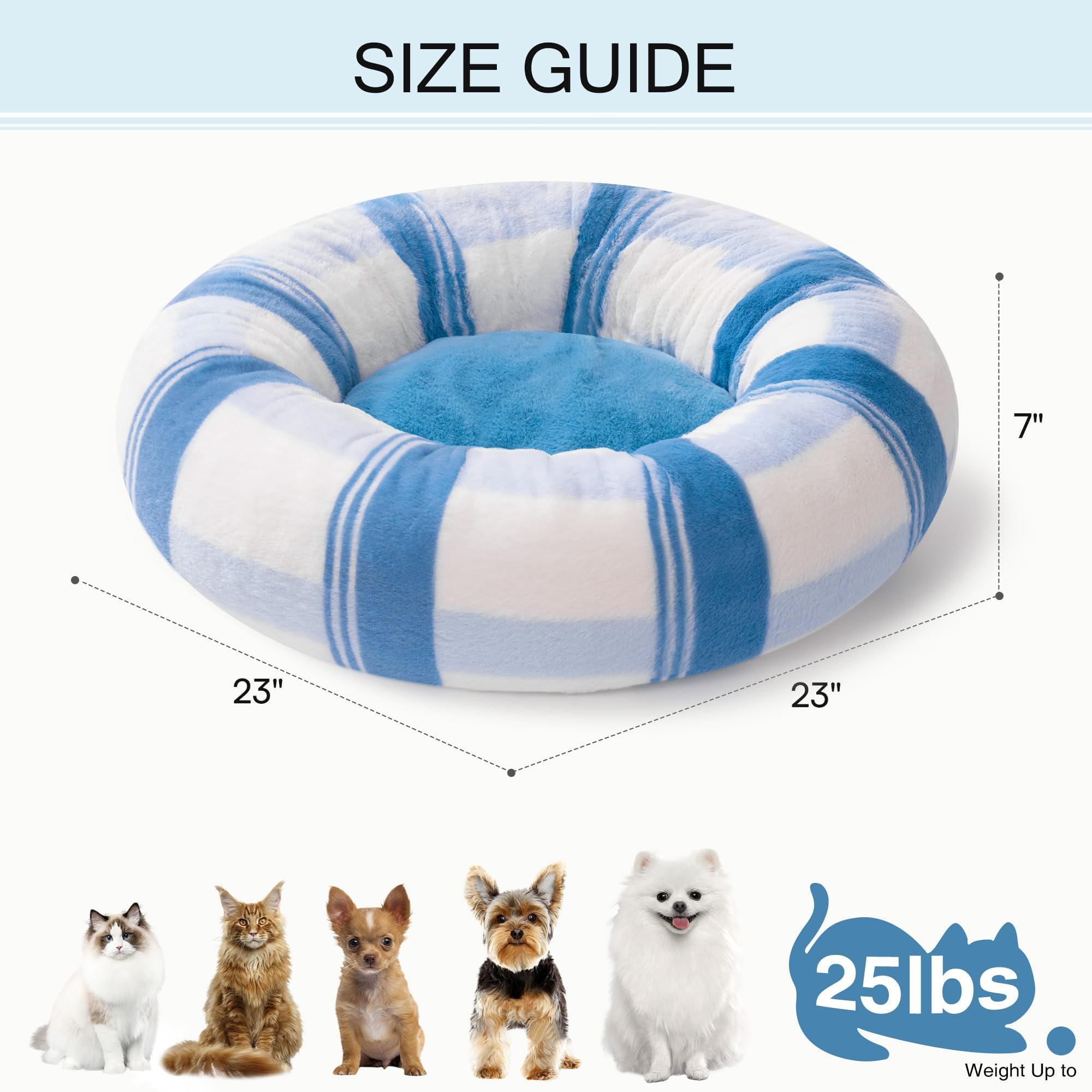 Mewoofun Cat Beds For Indoor Cats, Round Cat Bed Calming Pet Bed With Non-Slip Bottom, Fluffy Washable Dog Bed For Puppy And Kit