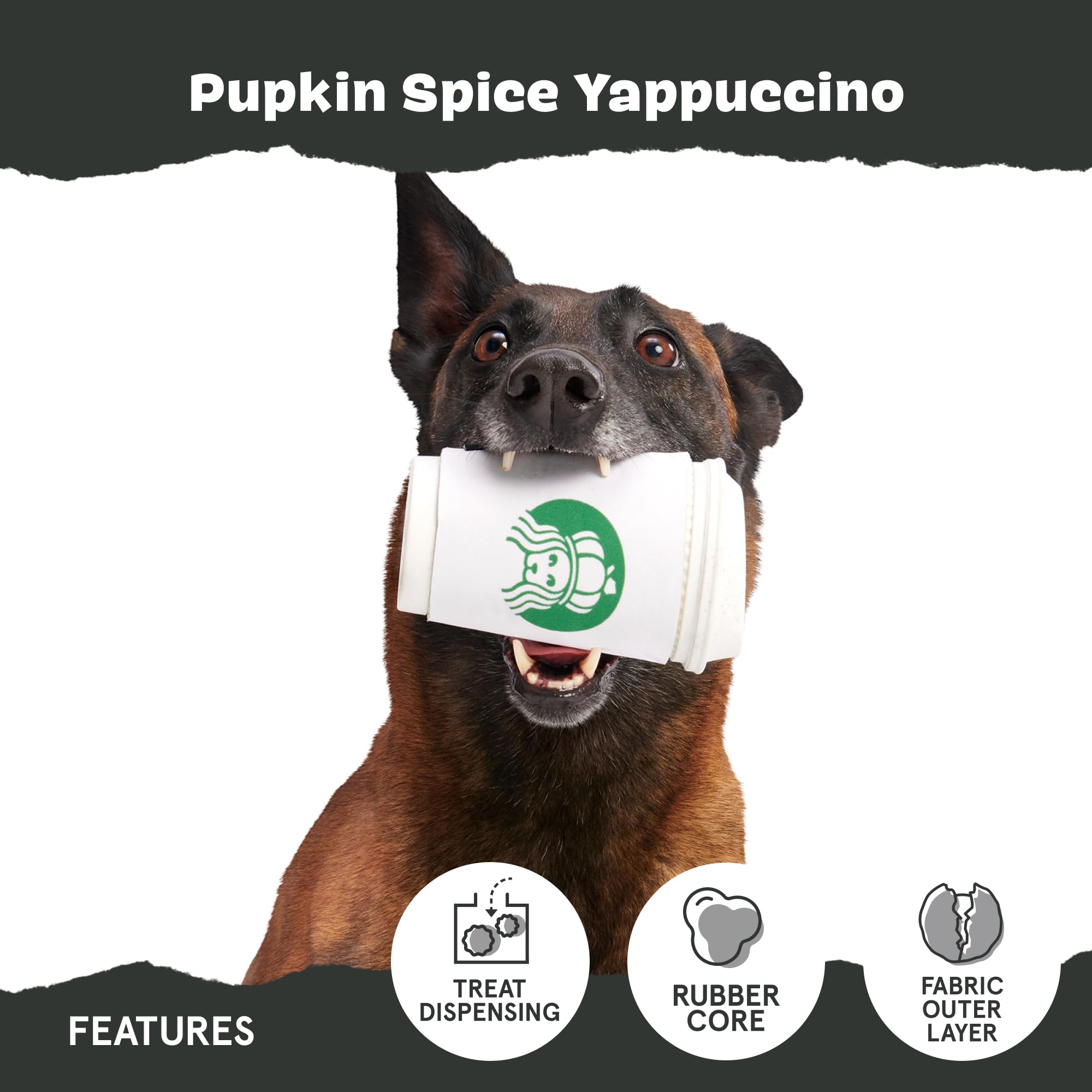 Barkbox Pupkin Spice Latte Plush Dog Toy - Plush Dog Toys - Puppy And Pet Toys For Medium To Large Dogs