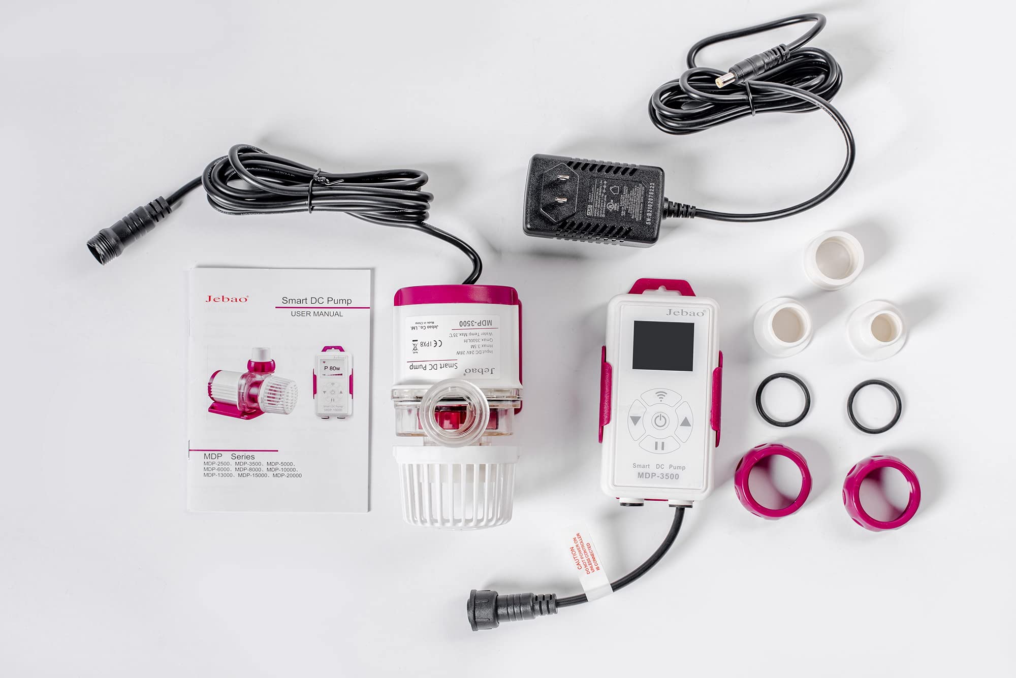 Jebao MDP Smart DC Pump - LCD Display Controller for Saltwater Tank, MDP-3500, White and Purple, Ceramic Material