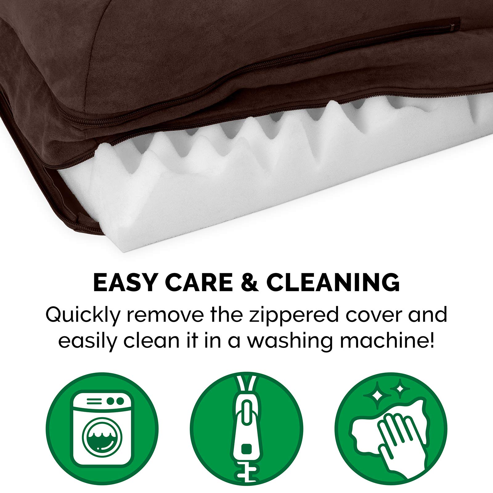 Furhaven Medium Orthopedic Dog Bed Two-Tone Faux Fur & Suede L Shaped Chaise W/ Removable Washable Cover - Espresso, Medium