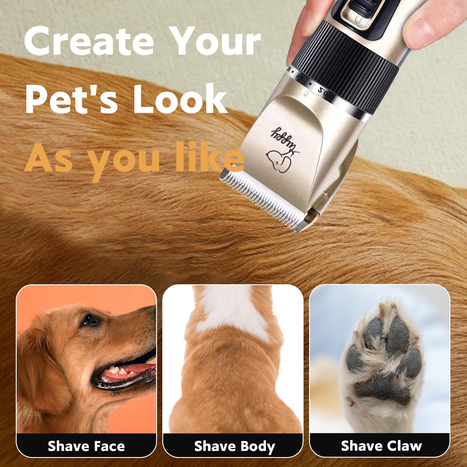 Happyyilida Dog Grooming Clippers Dog Grooming Kit With Rechargeable Dog Nail Trimmers Cat Nail Clipper Low Noise, Electric Quie
