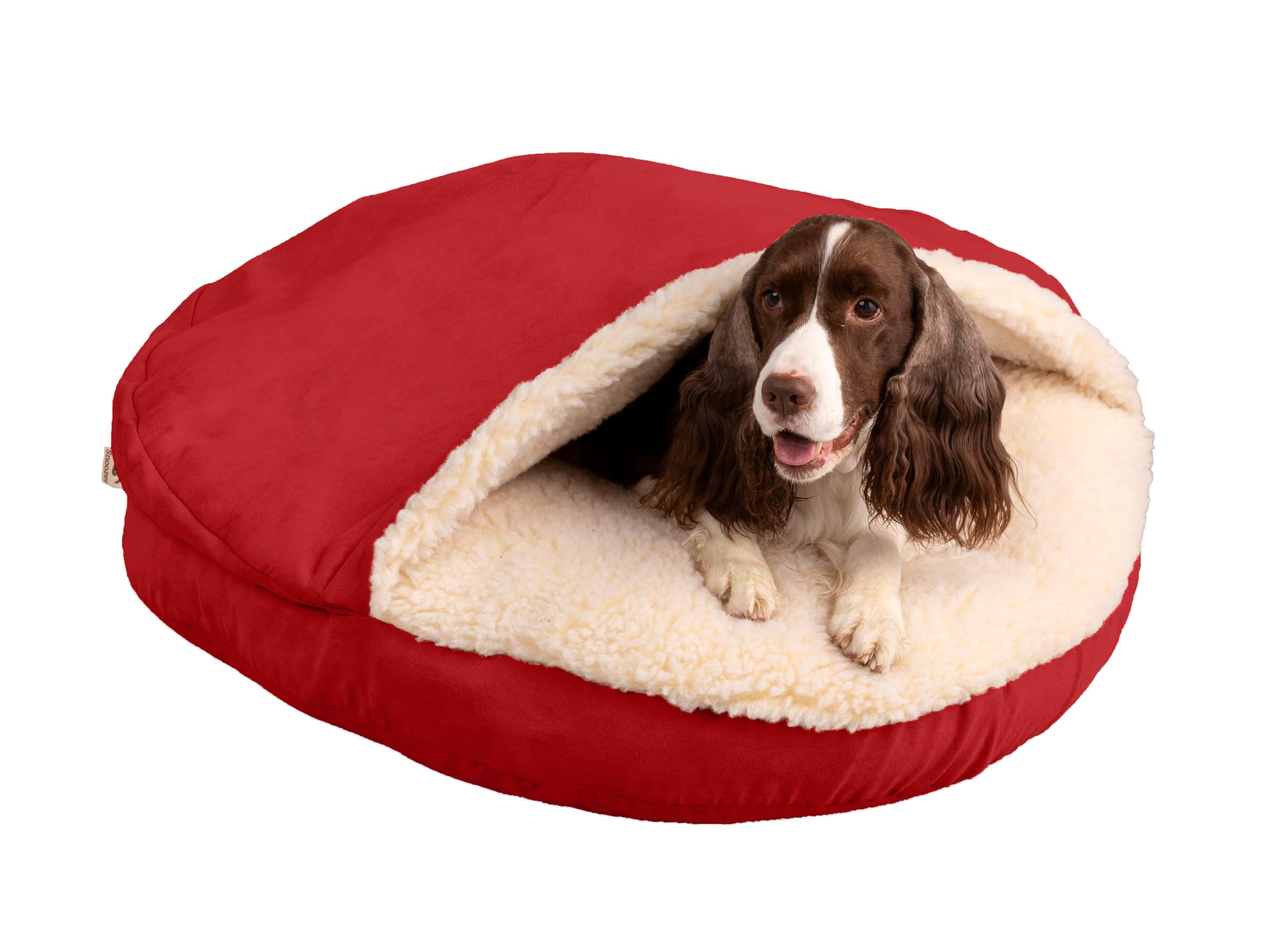 Snoozer Classic Poly-Cotton Cozy Cave Pet Bed, Small, Red