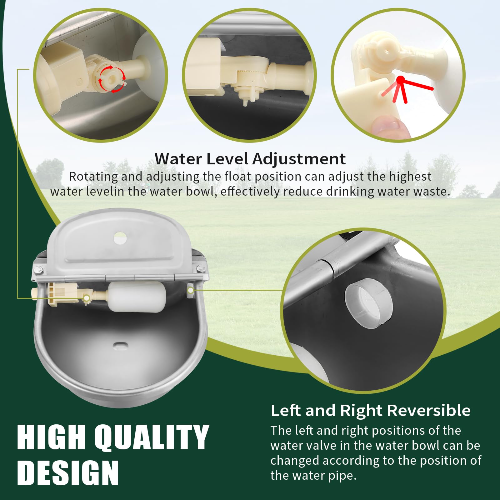 Flkqc Automatic Animal Drinking Water Bowl With Float Valve | Stainless Steel Drinking Water Bowl For Horse,Goat,Pig,Dog. (With