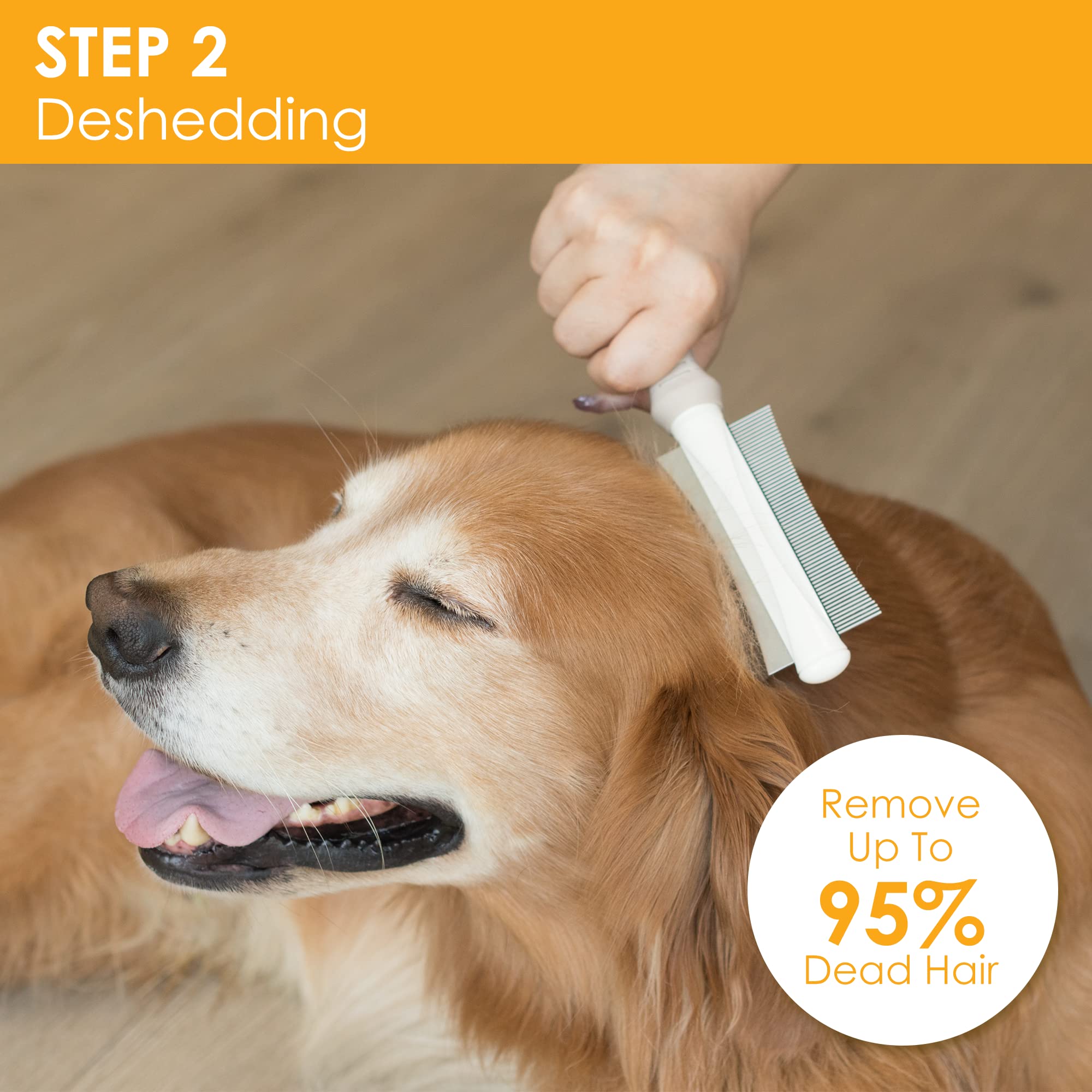 Miu Pet 2 In 1 Dog & Cat Deshedding Brush & Grooming Comb, Double Sided Professional Brush For Short Medium Or Long Hair, Effectively Remove Dead & Floating Hair