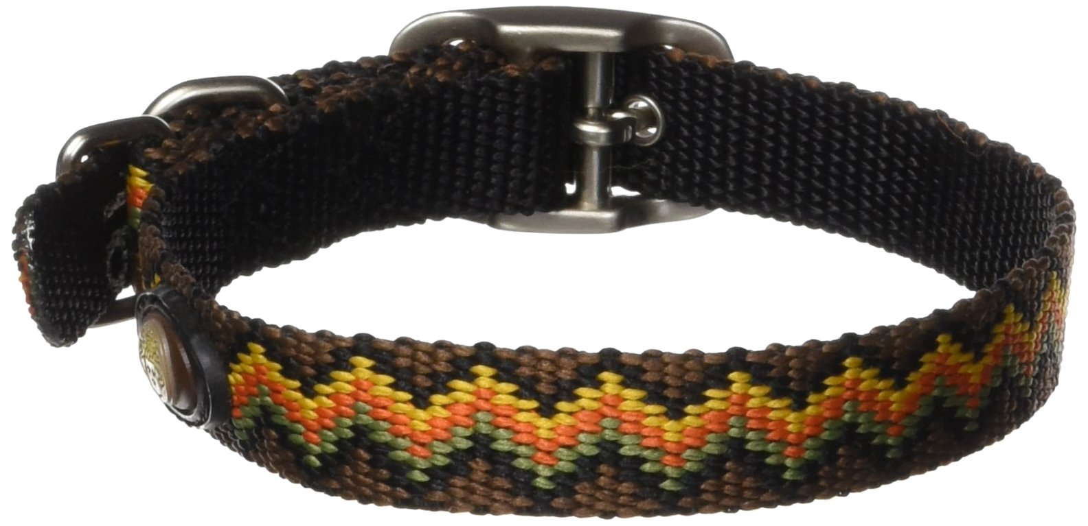 Hamilton 5/8-Inch By 16-Inch Single Thick Nylon Deluxe Dog Collar, Brown Multi-Colored Weave Pattern