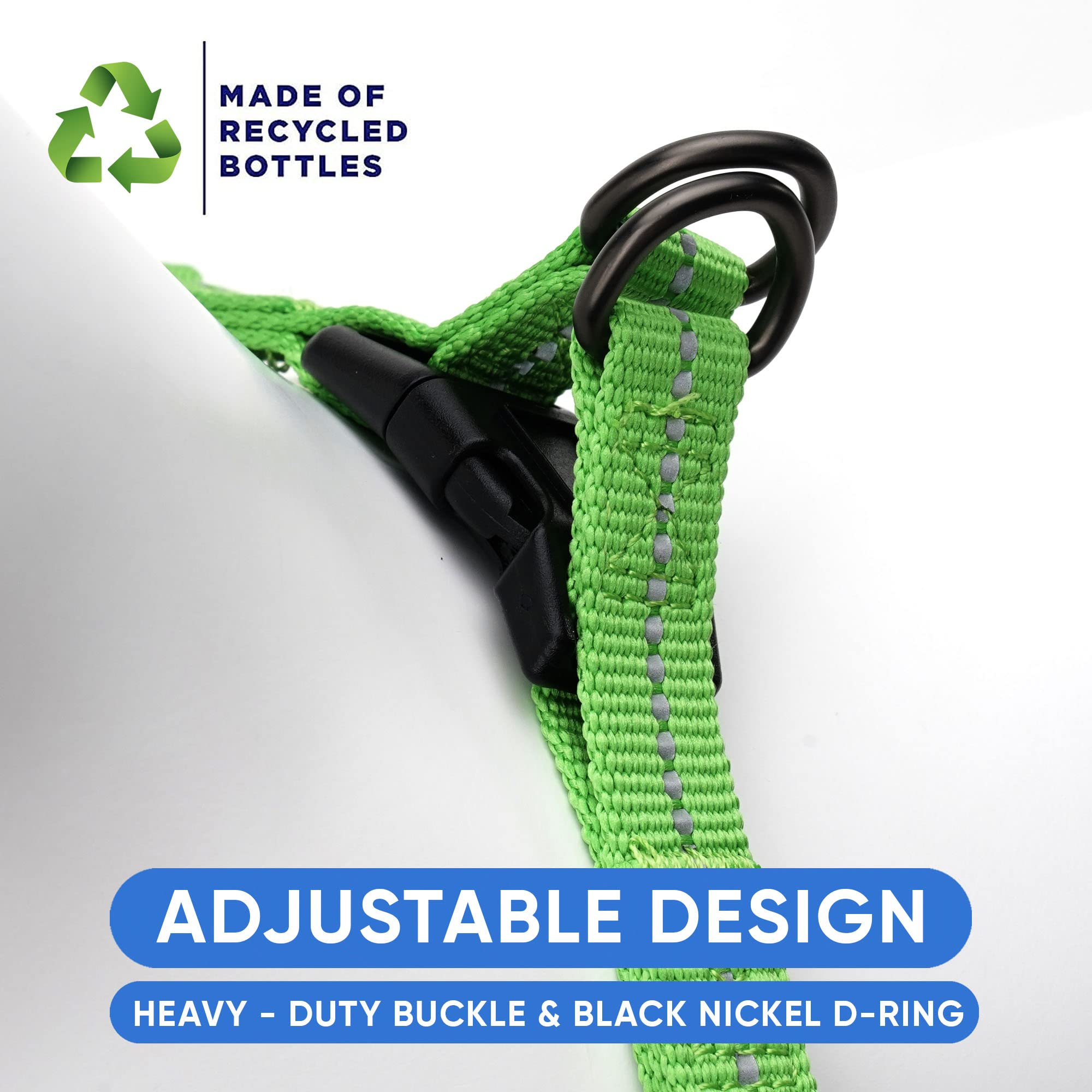 Pawtitas Recycled Dog Harness With Reflective Stitched A Puppy Harness Made From Plastic Bottles Collected From Oceans Small Earth Green