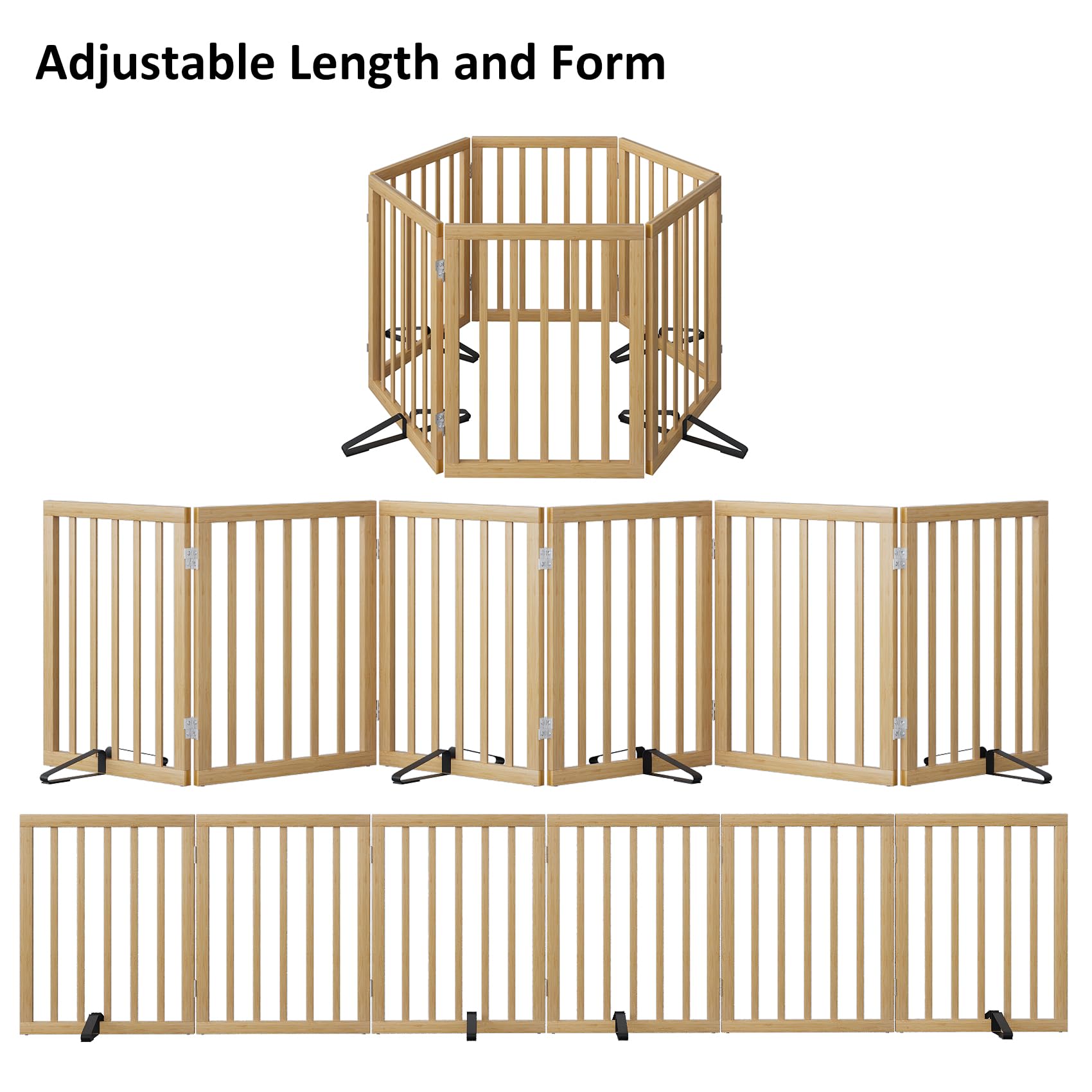 Mino Kesper Extra Wide Dog Gates for Doorways, Bamboo Dog Gates for The House Stairs, Freestanding Pet Gates for Dogs, Doogie Pu