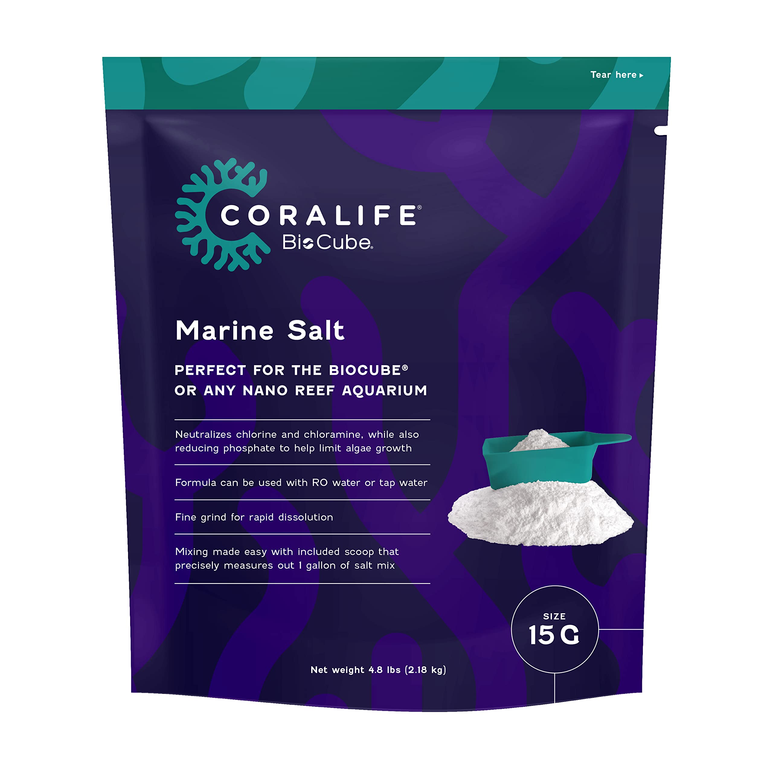 Coralife BioCube Aquarium Fish Tank Marine Salt, 15 Gallon