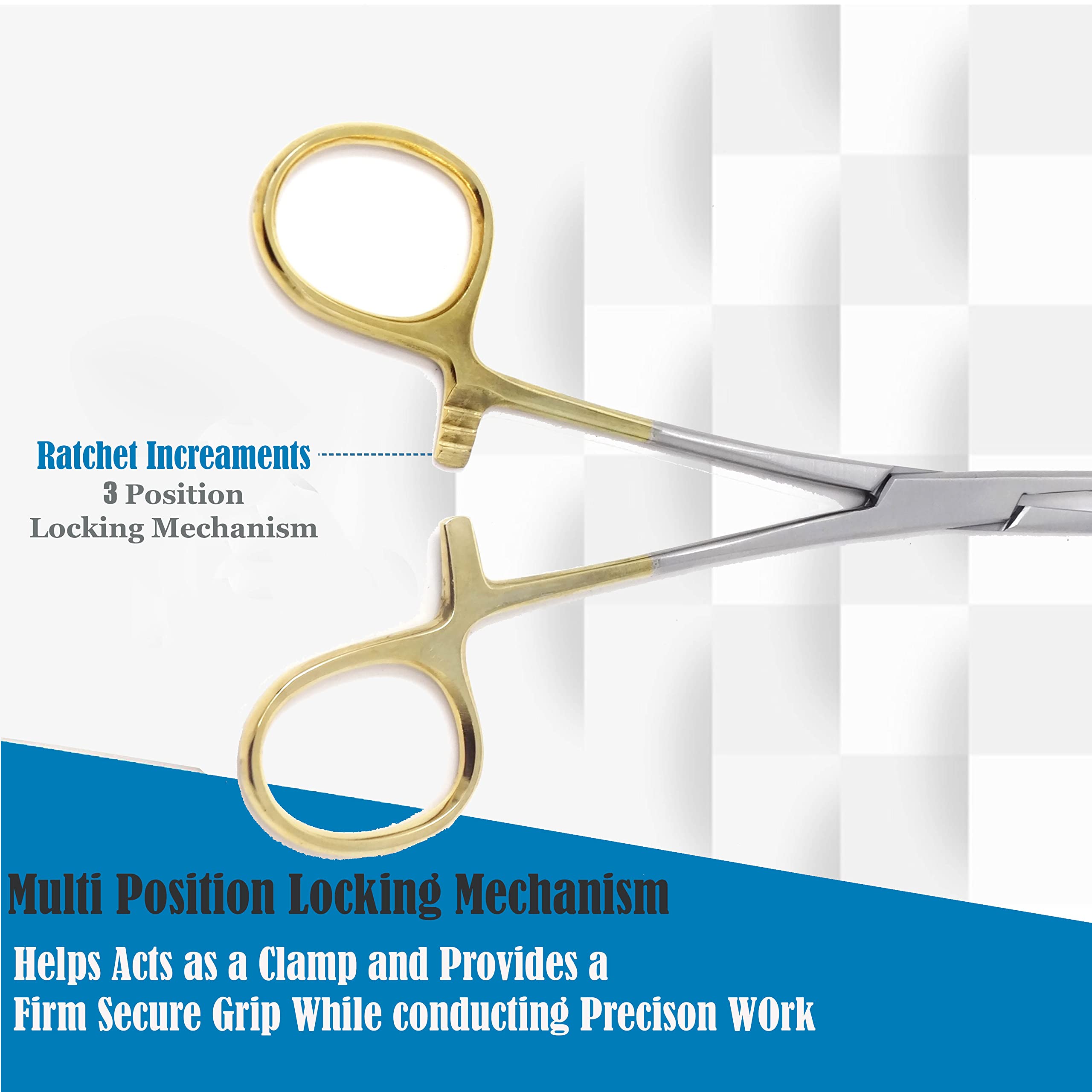 Dog Pet Ear/Nose Hair Puller Grooming Hemostat Locking Forceps Pliers, 5.5 (14cm), Straight (Gold Handle)