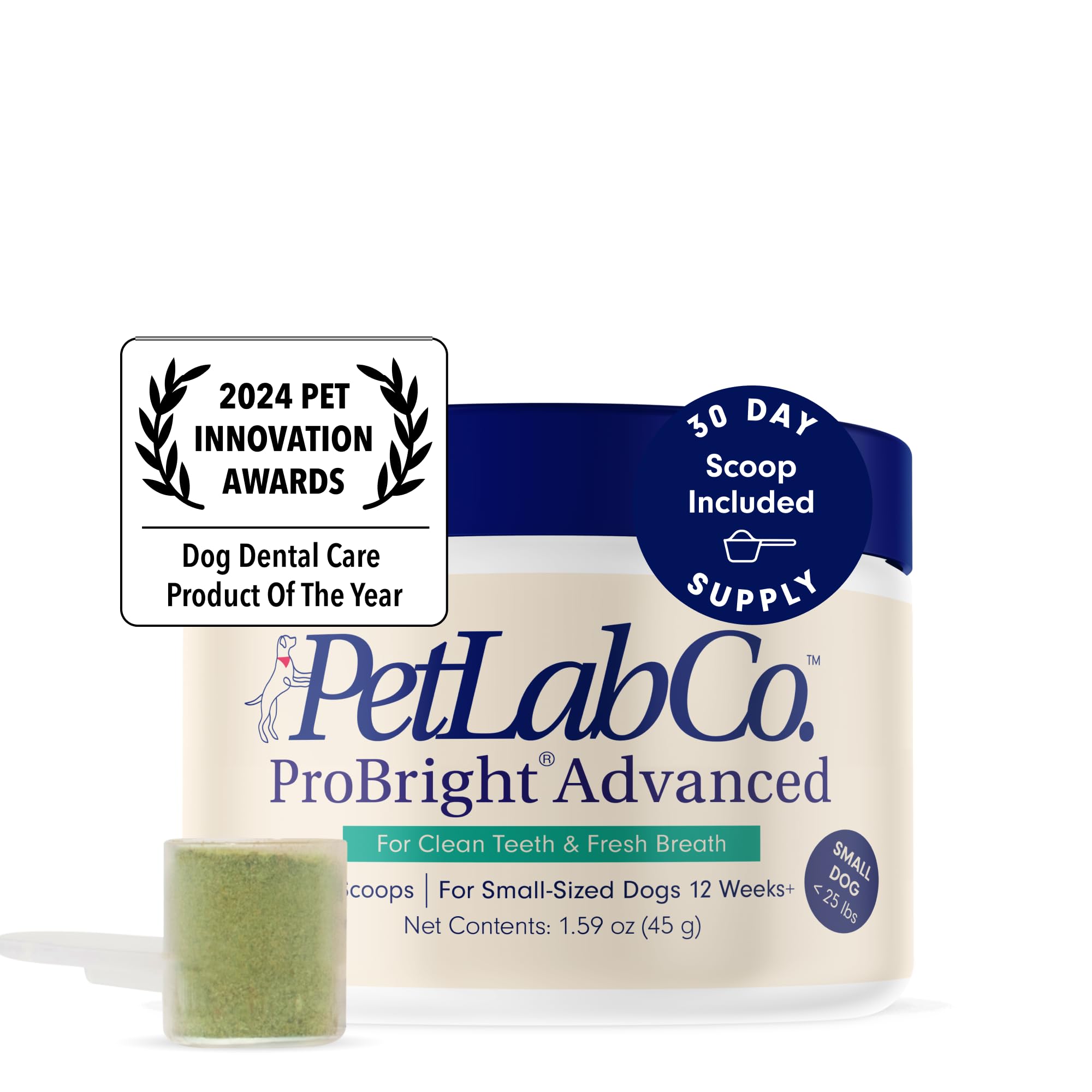 PetLab Co. ProBright Advanced Dental Powder  Dog Breath Freshener  Teeth Cleaning Made Easy  Targets Tartar & Bad Breath  Fo