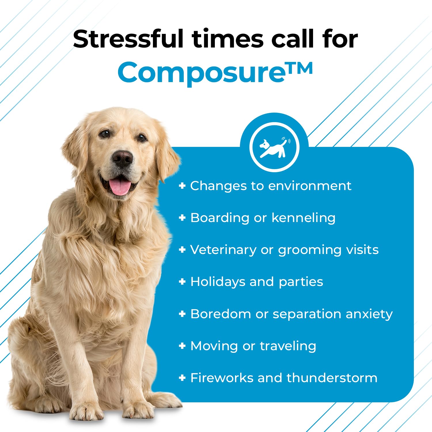 VetriScience Composure Calming Chews for Dogs - 120 Count Chicken Flavor, Clinically Proven Anxiety Relief with Colostrum & L-Theanine