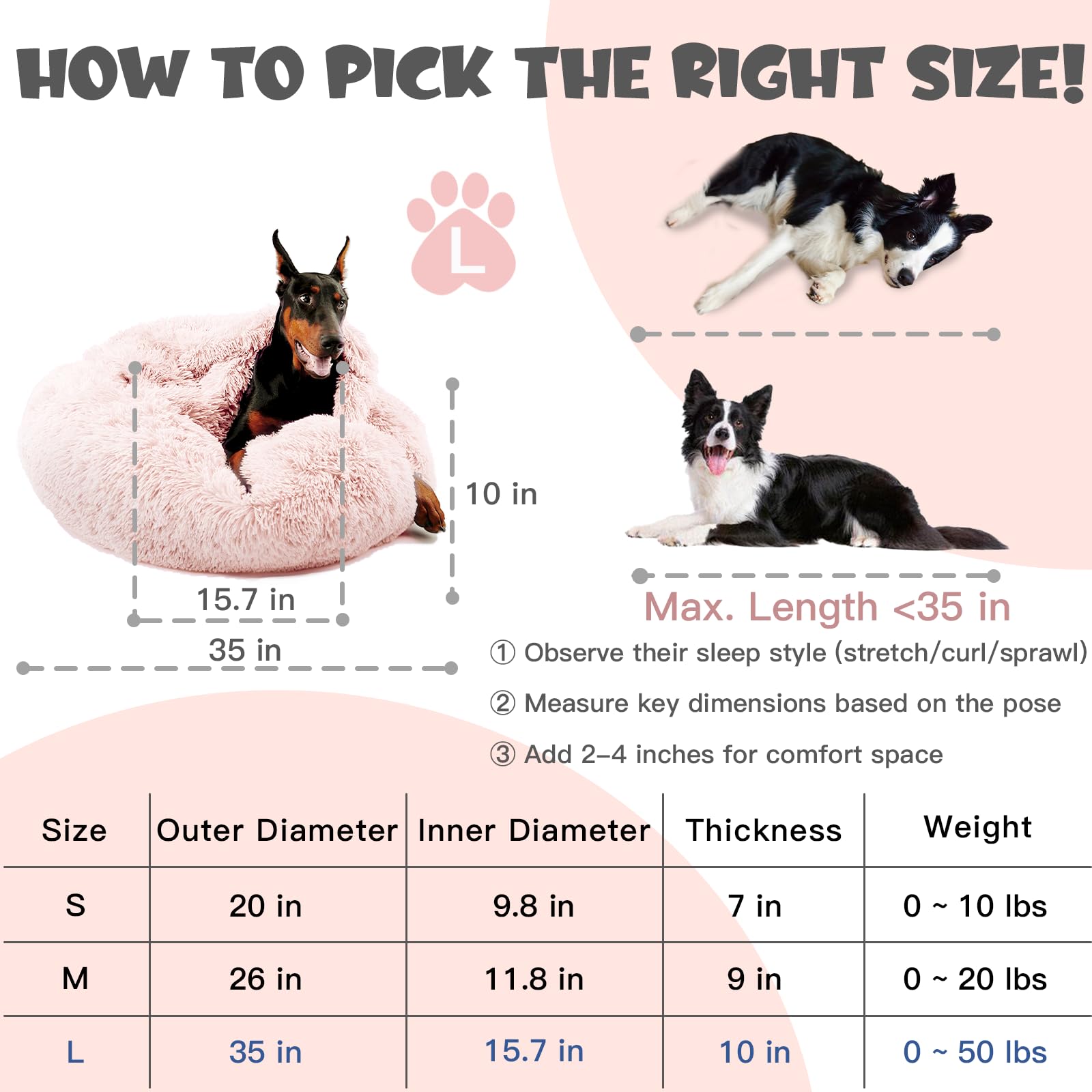 Himax Dog Beds For Large Dogs, Comfort Dogs Beds With Blanket Attached, Calming Anti-Anxiety Fluffy Dog Bed Washable (20'/26'/