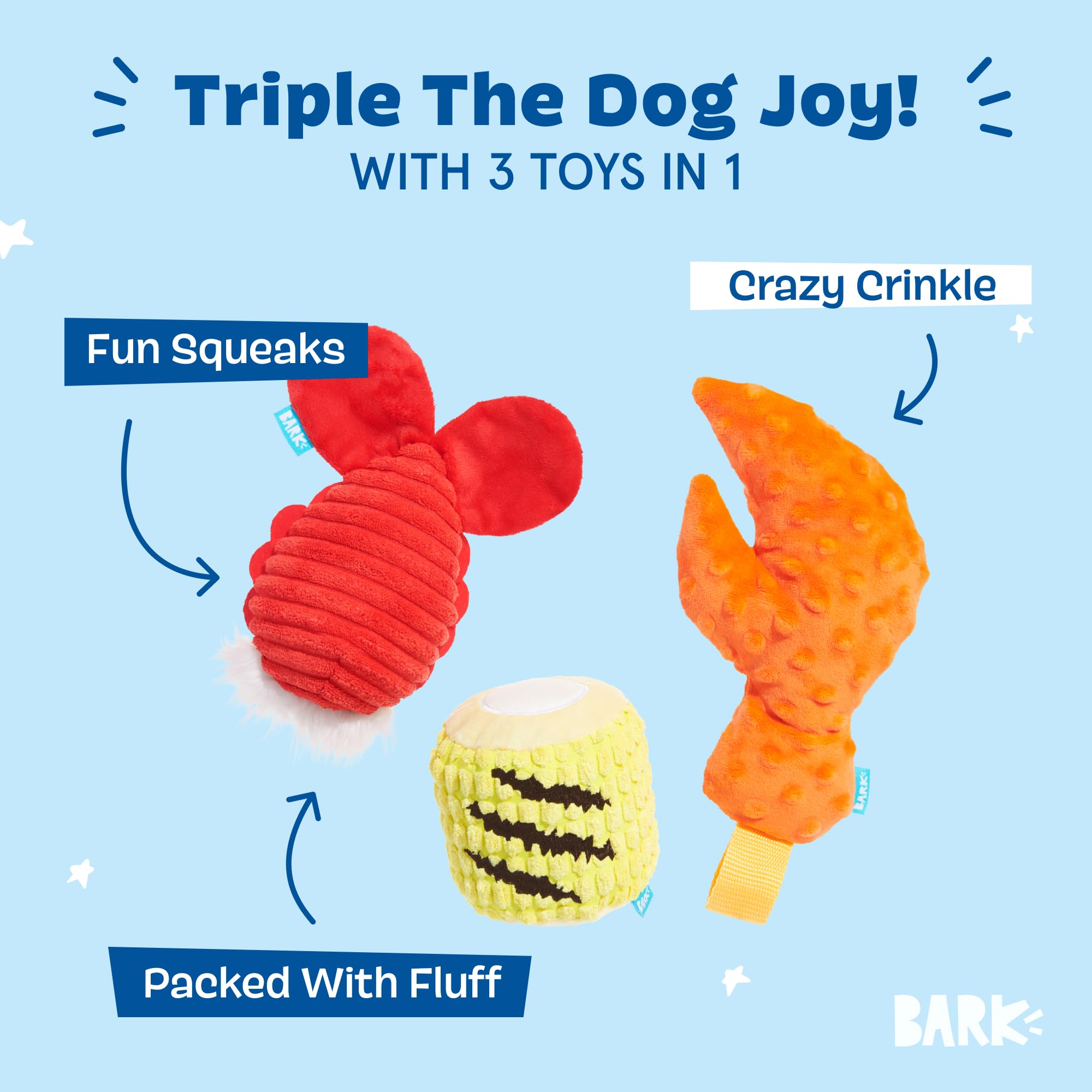 Barkbox The Maine Event Dog Toy Bundle - Squeaky Dog Toys - Plush Dog Toys - Puppy And Pet Toys For Medium To Large Dogs