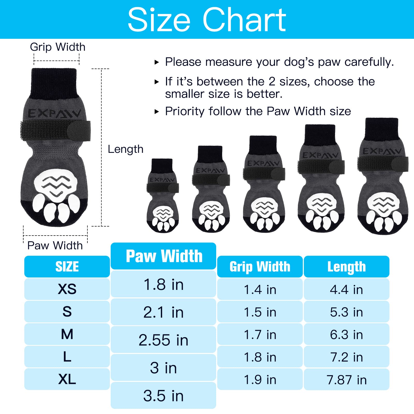 Expawlorer Anti-Slip Dog Socks-Double Sides Grips Traction Control On Hardwood Floor,Dog Shoes For Hot/Cold Pavement,Best Paw Pr