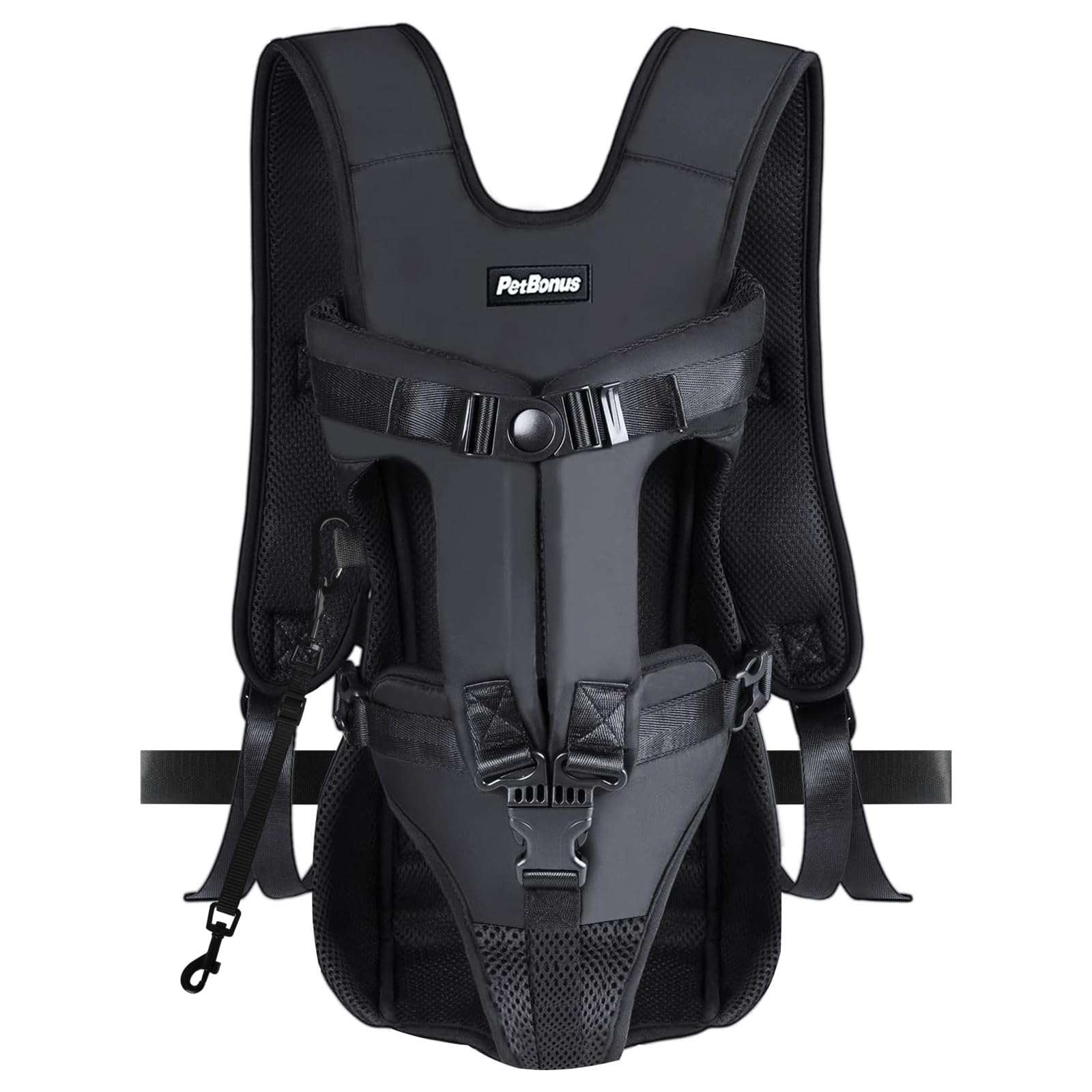 Petbonus Pet Front Dog Carrier Backpacks, Adjustable Dog Backpack Carrier, Legs Out Easy-Fit Dog Chest Carrier For Medium Small Dogs, Hands Free Dog Front Carrier For Hiking, Cycling (Black, L)